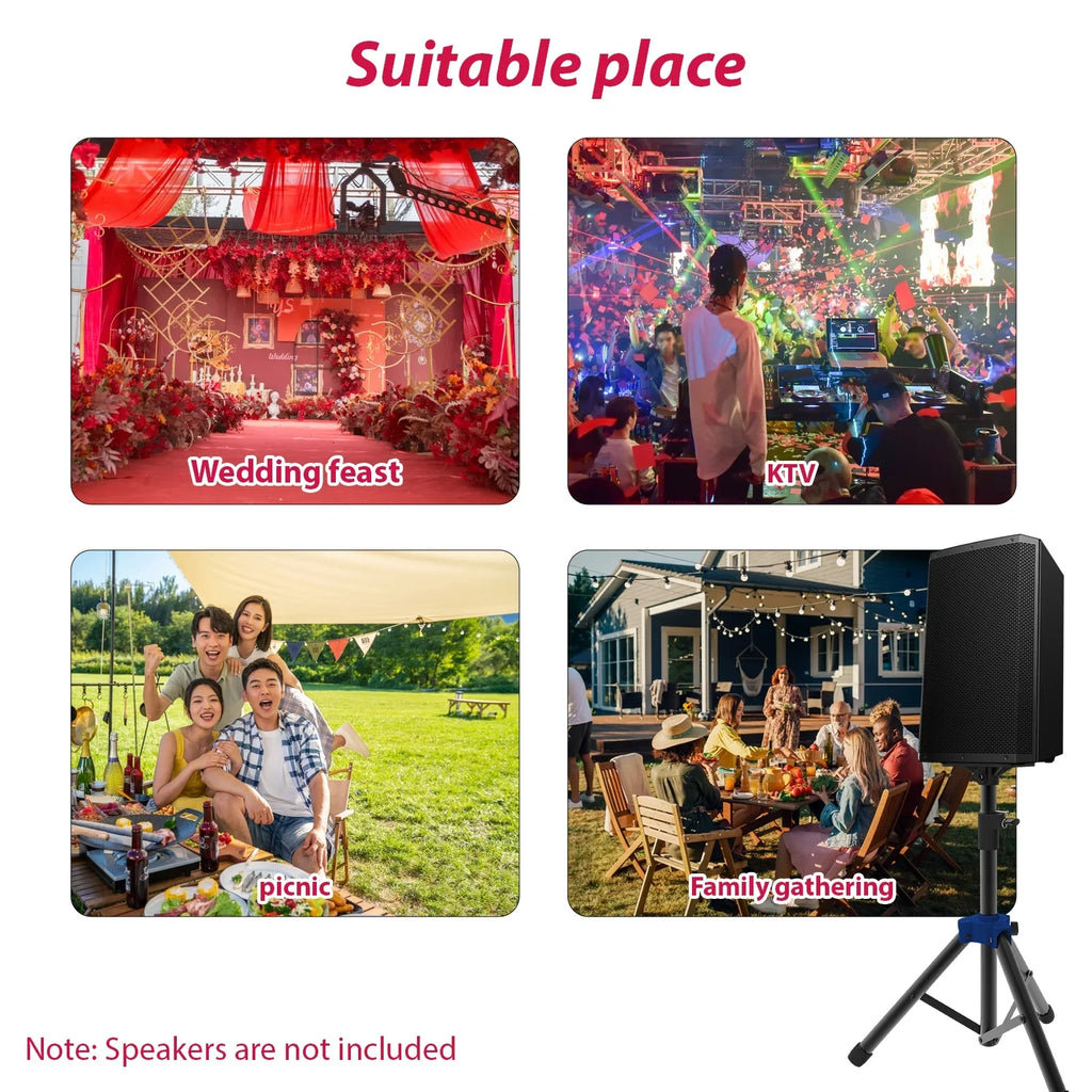 Bisofice Speaker Stand for Studio Speaker, Adjustable Height Tripod Stand with Non slip Base, Heavy Duty Bracket for Surround Sound Performance