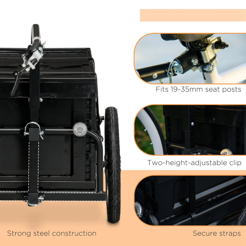 Aosom Bike Trailer Wagon with Removable Storage Box, No Bottom
