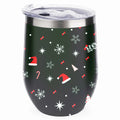 Hidove 12oz 304 Stainless Steel Vacuum Insulated Cups, Christmas Tree with Red and Green Color Eggshell Cup  Shape Tumbler Cups with Lid, Double Layer Insulation Wine Cup Big Belly Cup
