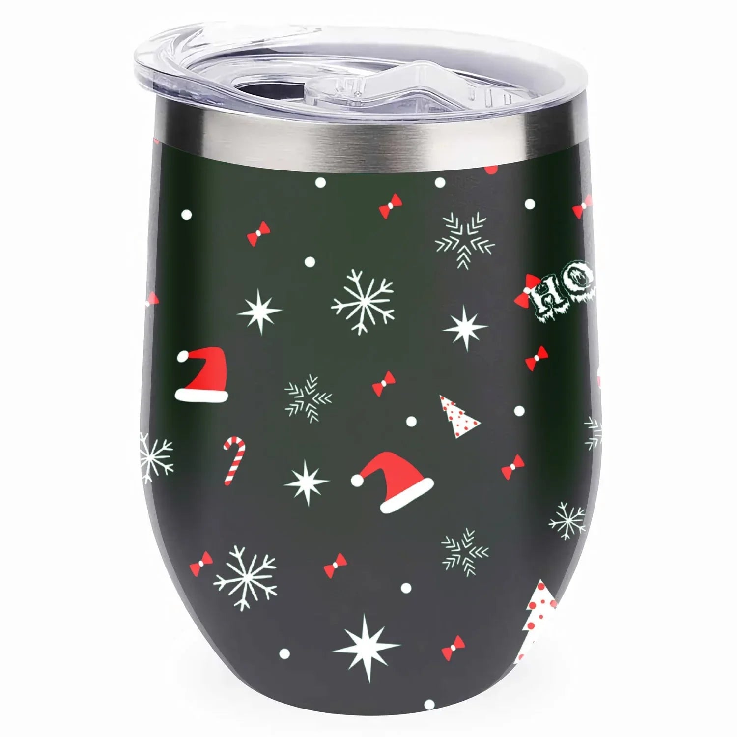 Hidove 12oz 304 Stainless Steel Vacuum Insulated Cups, Christmas Tree with Red and Green Color Eggshell Cup  Shape Tumbler Cups with Lid, Double Layer Insulation Wine Cup Big Belly Cup