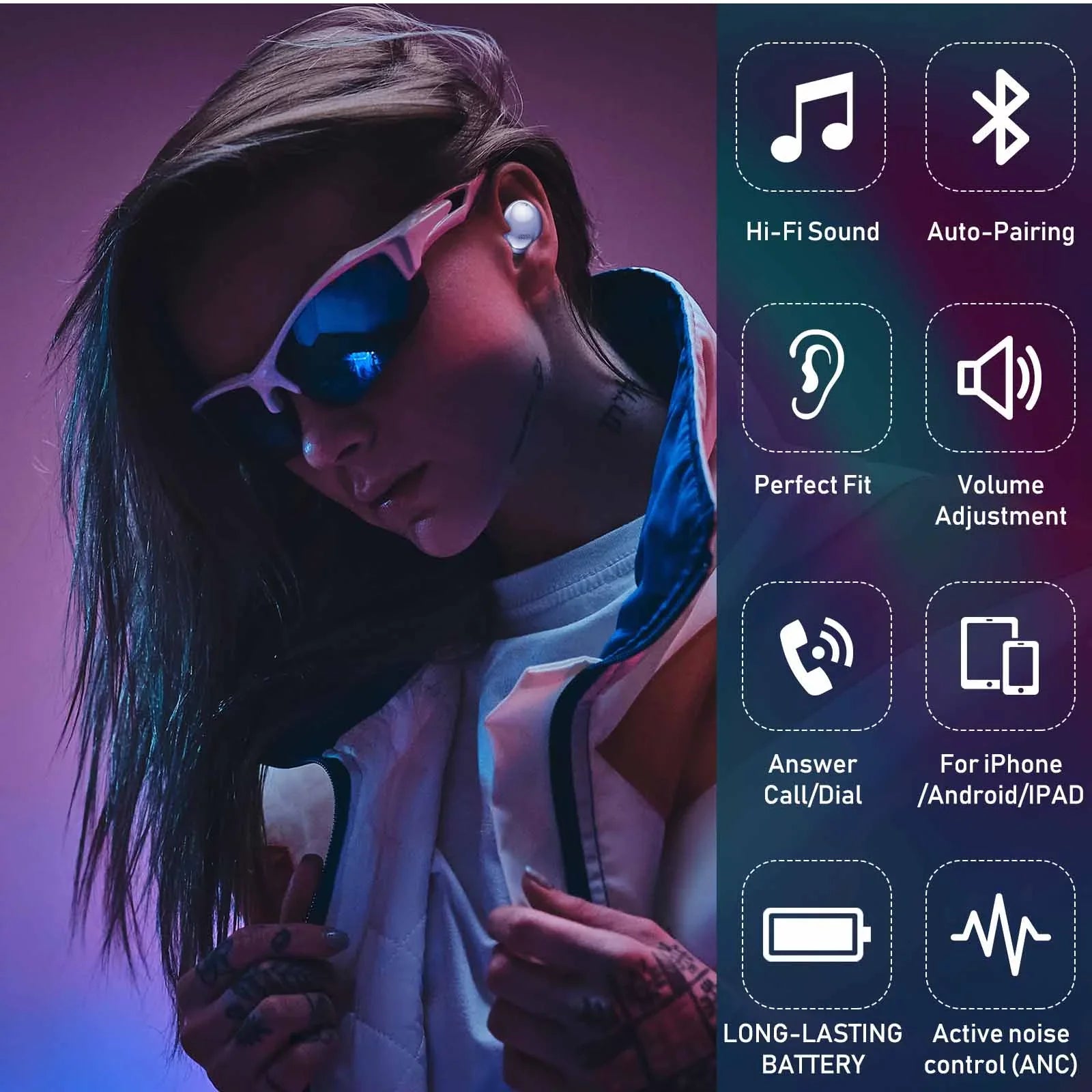 UrbanX Street Buds Pro True Bluetooth Wireless Earbuds For  Desire 520 With Active Noise Cancelling (Wireless Charging Case Included) Purple