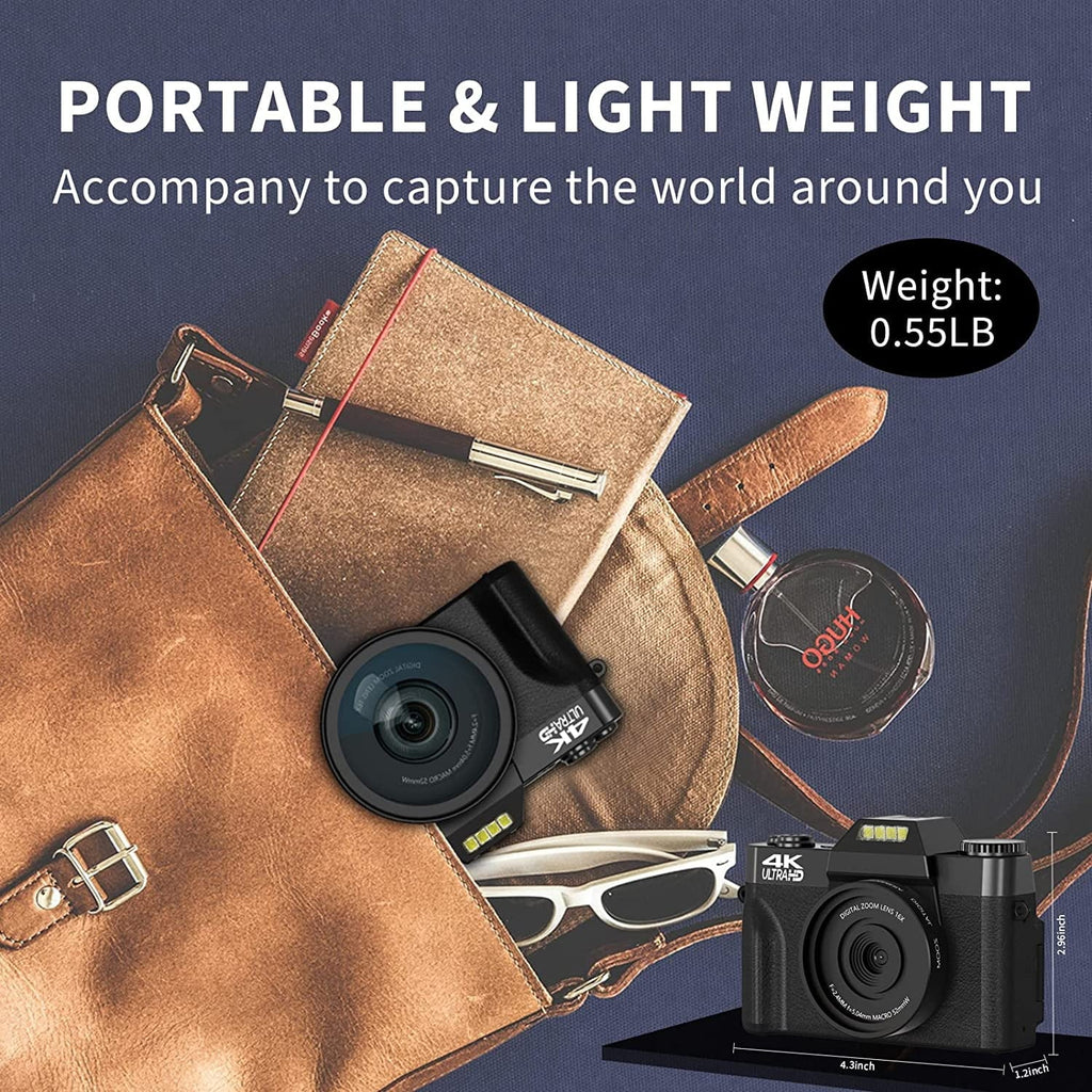 Saneen Digital Camera for Photography and Video 4K 48MP Vlogging Camera for YouTube (Black) - Perfect for Beginners