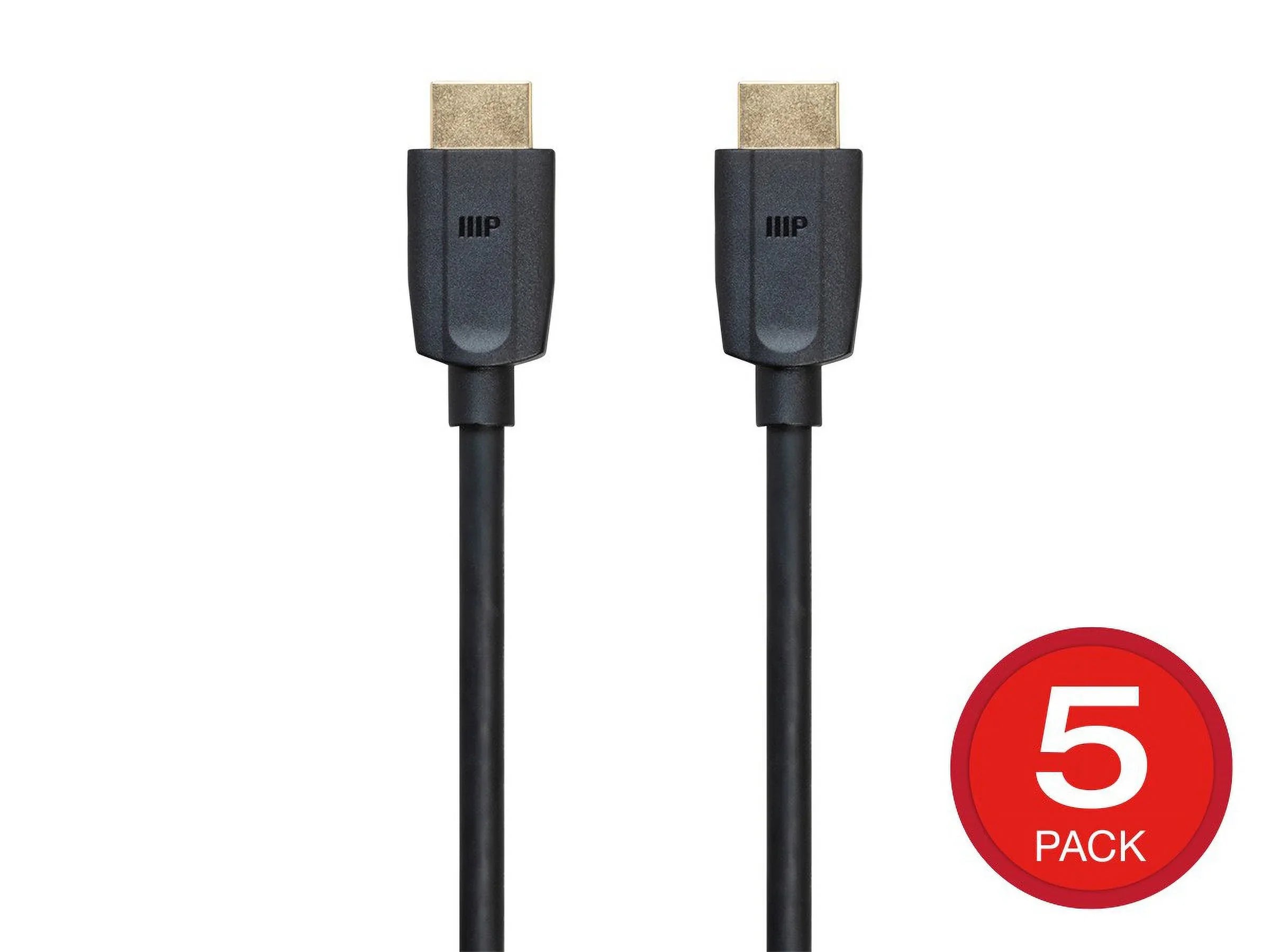 Monoprice 8K  Cable - 6 Feet - Black (5 Pack) Ultra High Speed, 8K@60Hz, Dynamic , 48Gbps, eARC, ,  FreeSync, Compatible with  5 /  5 Digital Edition / Xbox Series  &  and More -