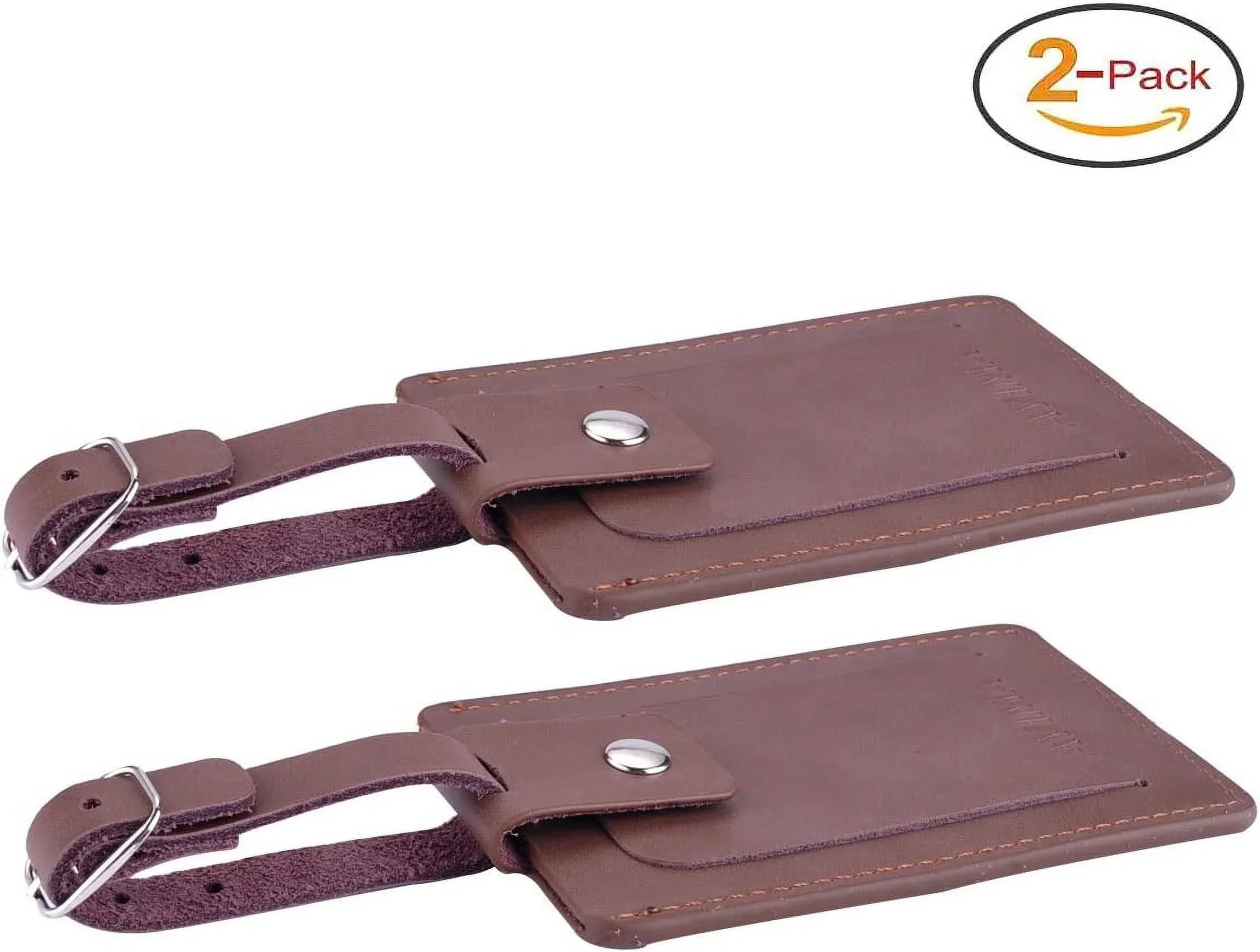 Premium Luxury Executive Leather Luggage & Bag s 2 Pieces Set With Snap Closure (Brown)