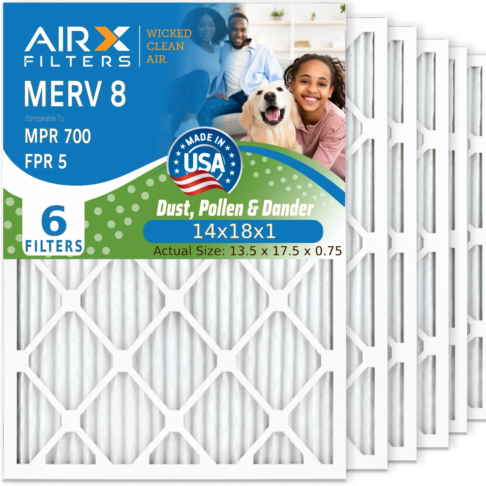 14x18x1 Air Filter  8 Comparable to  700 &  5 Electrostatic Pleated Air Conditioner Filter 6 Pack   Premium  Made 14x18x1 Furnace Filters by     .