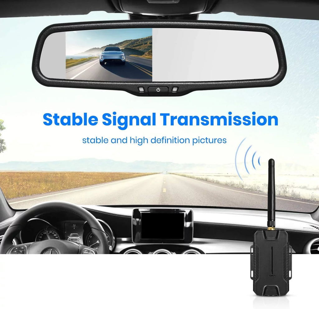 Auto-Vox Wireless Backup Camera Kit  Look Rear View Mirror Monitor for Trucks, No Wiring Installation ()