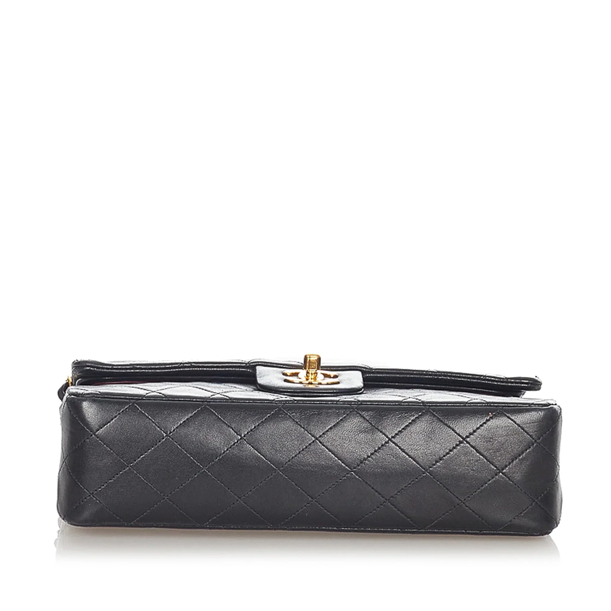 Pre-Owned Chanel Small Classic Double Flap Bag Lambskin Leather Black Shoulder Bag Women (Good)