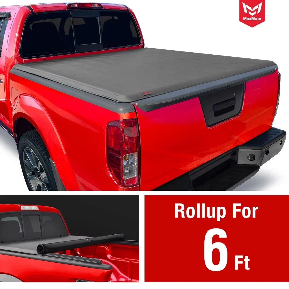 MaxMate Soft Roll-up Truck Bed Tonneau Cover Compatible with 2022-2024 Nissan Frontier | 6' (73") Bed |