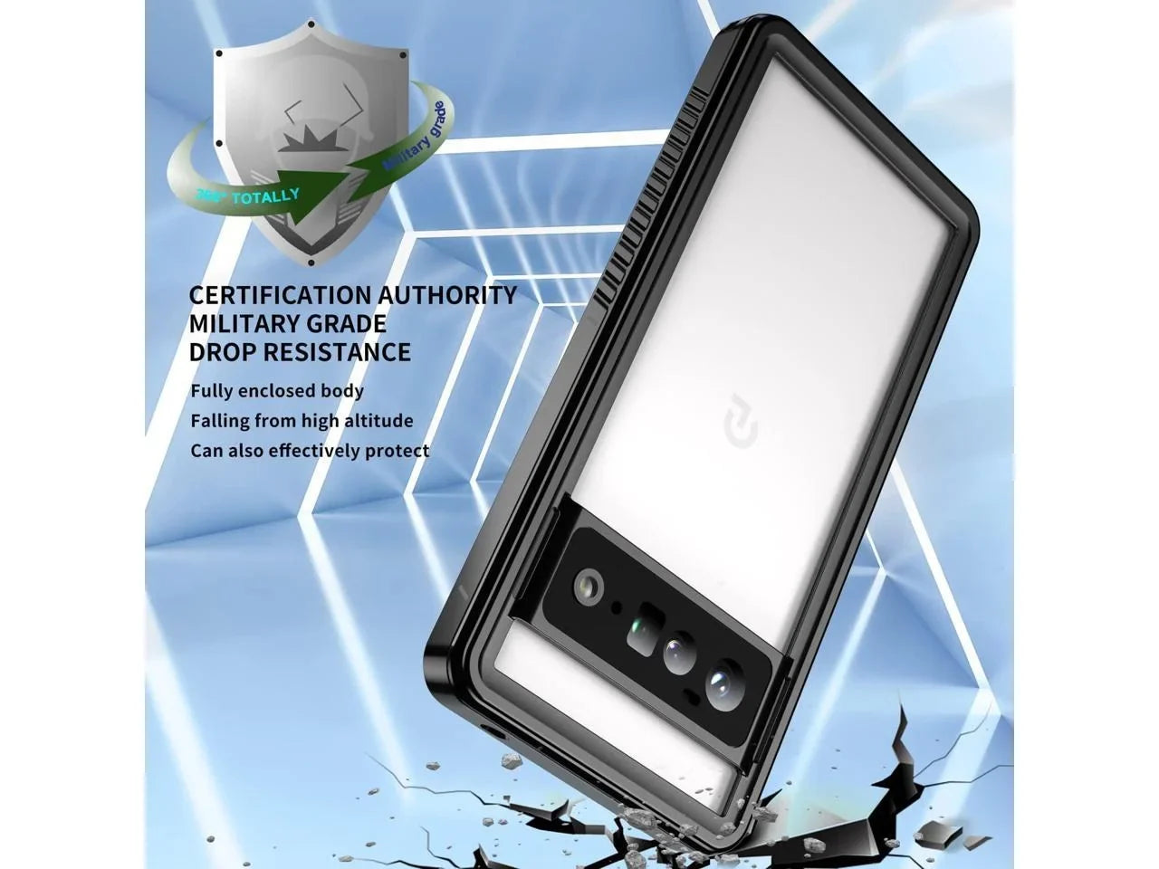Google Pixel 6 Pro Case, Waterproof Shockproof Clear Protective Case with Built-in Screen Protector, Full Body Case Slim Cover for Pixel 6 Pro 6.71 Inches