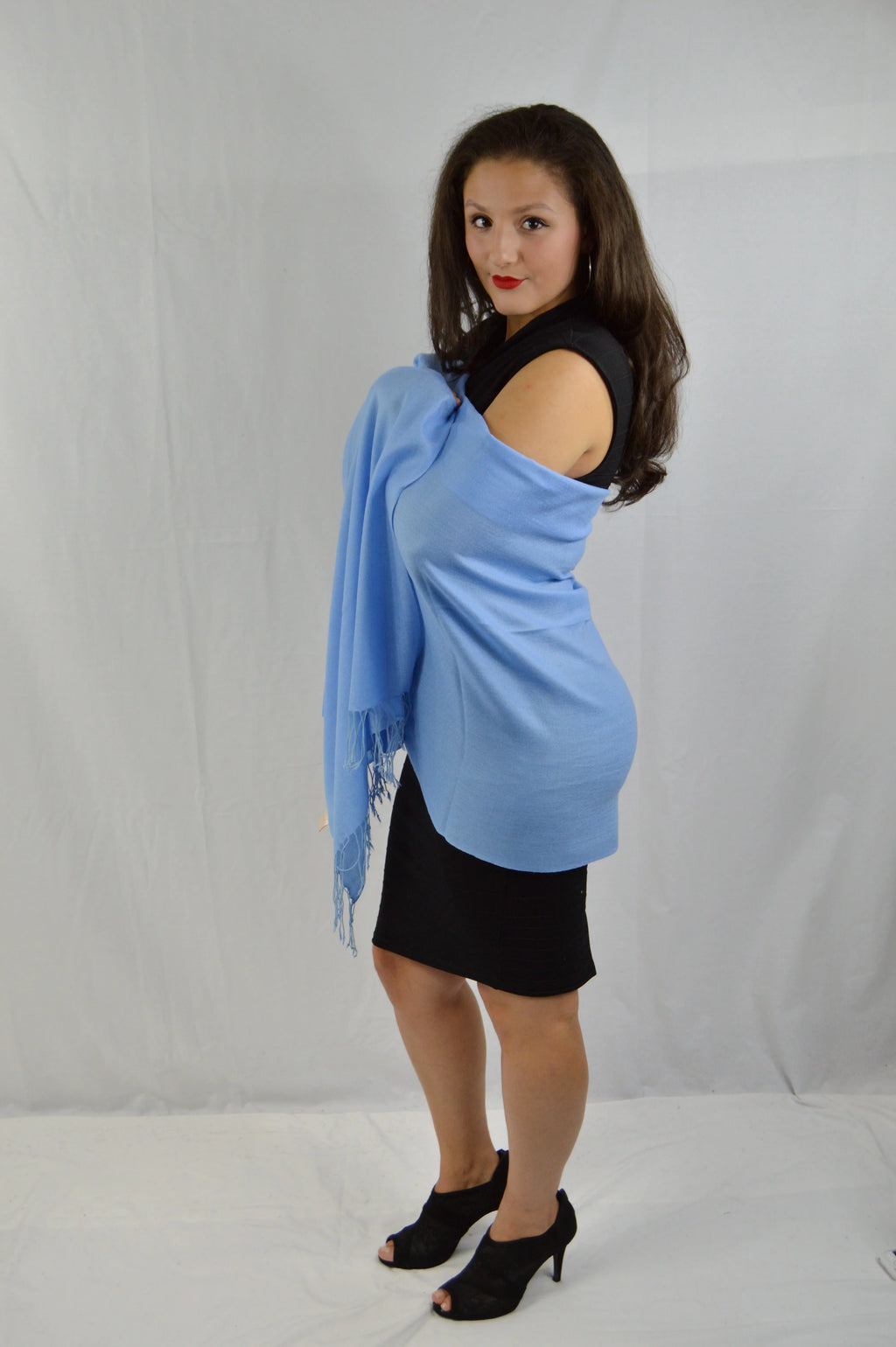 Fancy Shawl/Sheer Shawl/Summer Shawl/Water Pashmina Shawl/Light weight Shawl/Evening Shawl/Pashmina Shawl/Scarf/Scarves (Sea Blue Regular Shawl)
