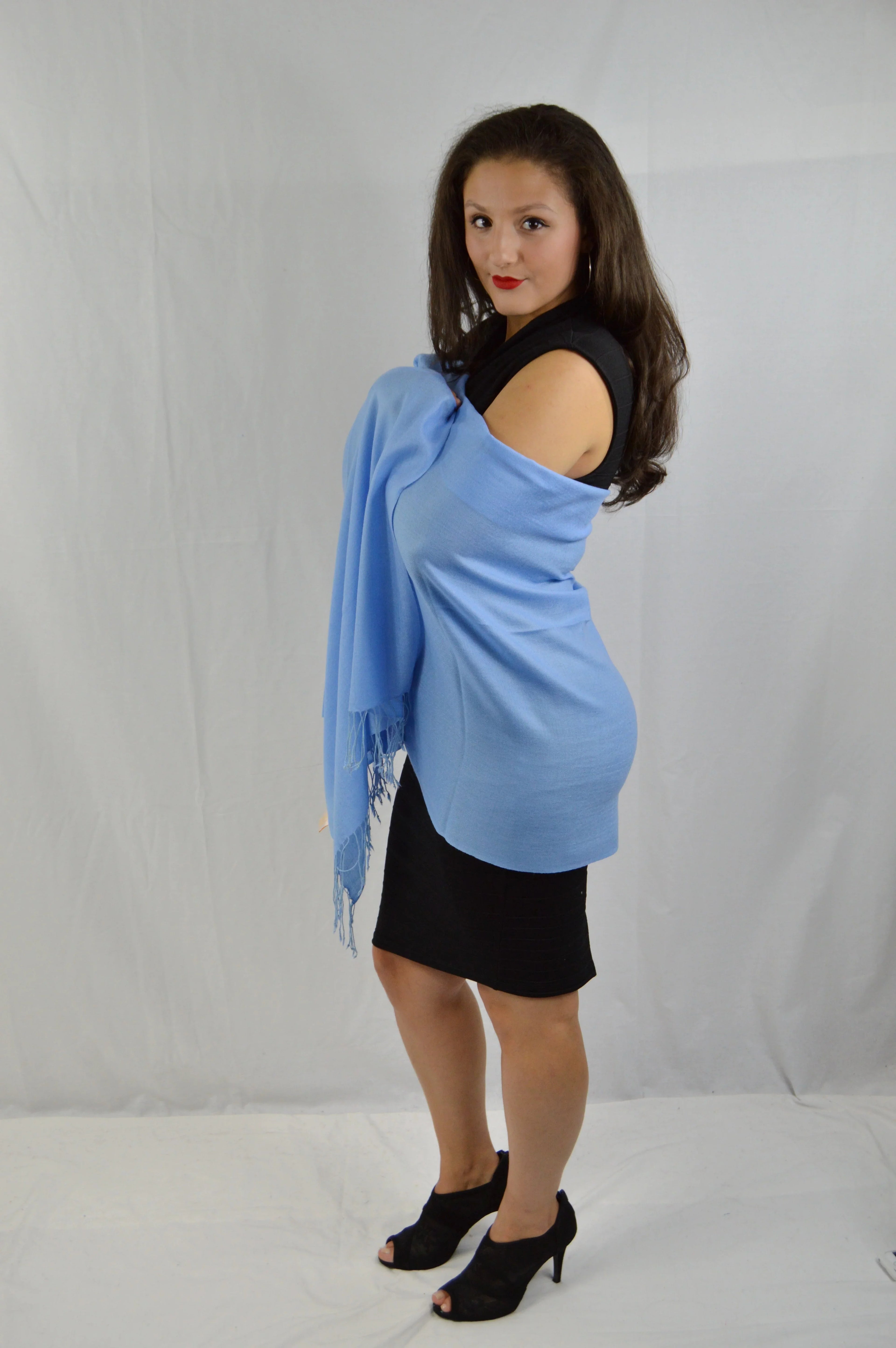 Fancy Shawl/Sheer Shawl/Summer Shawl/Water Pashmina Shawl/Light weight Shawl/Evening Shawl/Pashmina Shawl/Scarf/Scarves (Sea Blue Regular Shawl)
