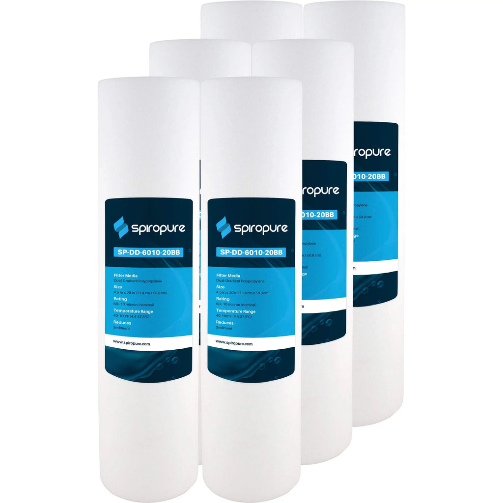 SpiroPure --6010-20BB 20x4.5  10 Micron Spun Melt-Blown Polypropylene Water Filter Cartridge -45-2010 (Case of 6)