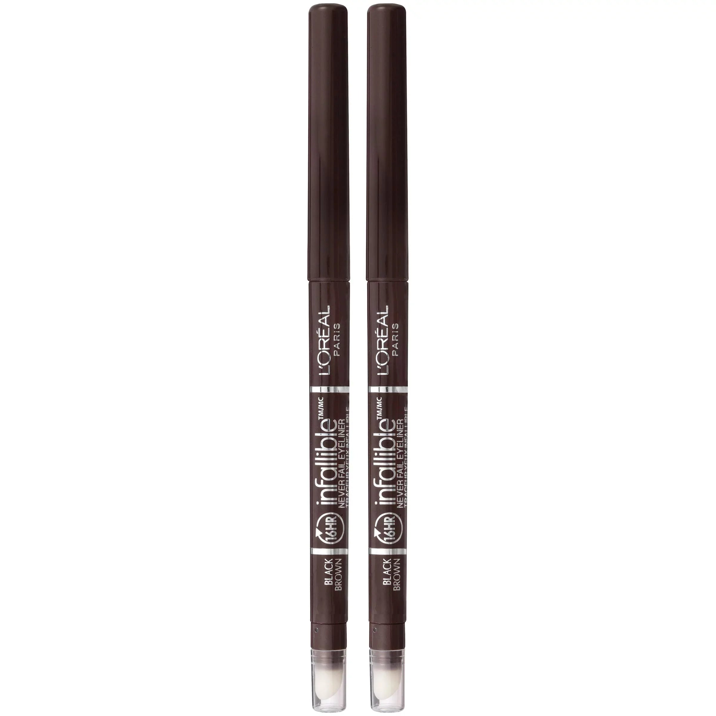 Enhance Your Eyes with 'Oreal Paris Infallible Never Fail Eyeliner - Black Brown, 2 Count - Includes Built-In Sharpener!