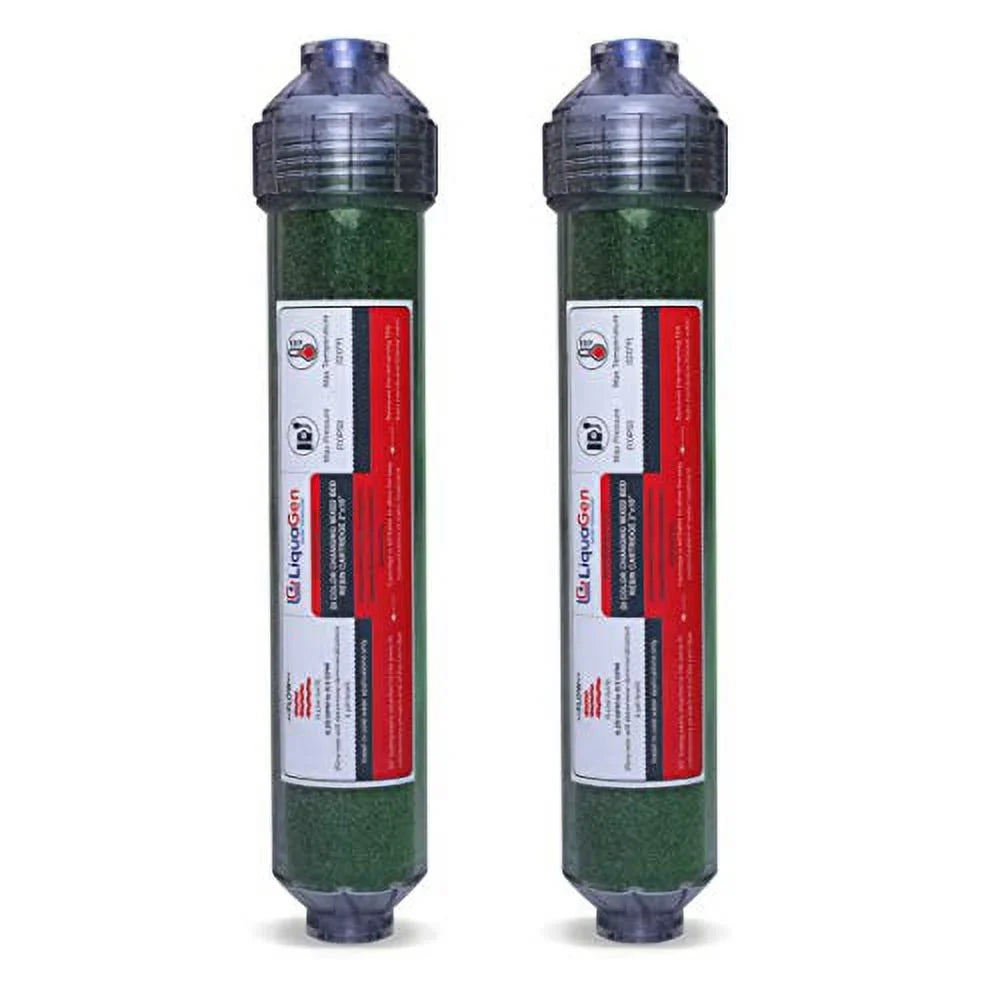 LiquaGen - 2 Pack Replacement Inline Deionization () Canisters for Universal / Systems - 1/4" Inlets | Engineered for Zero  Ultrapure Water | Easy Filter Change