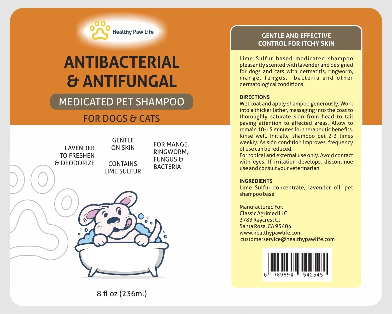 Healthy Paw Life Bundle - 2 Items: Classic's Lime Sulfur Cream (2 oz) and Classic's Lime Sulfur Shampoo (8 oz)