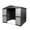 Capri 8.2'x 6.2' Outdoor Storage Shed, Metal Garden Shed for Bike, Trash Can, Galvanized Steel Outdoor Storage Cabinet with Lockable Door for Backyard, Patio, Lawn, Black
