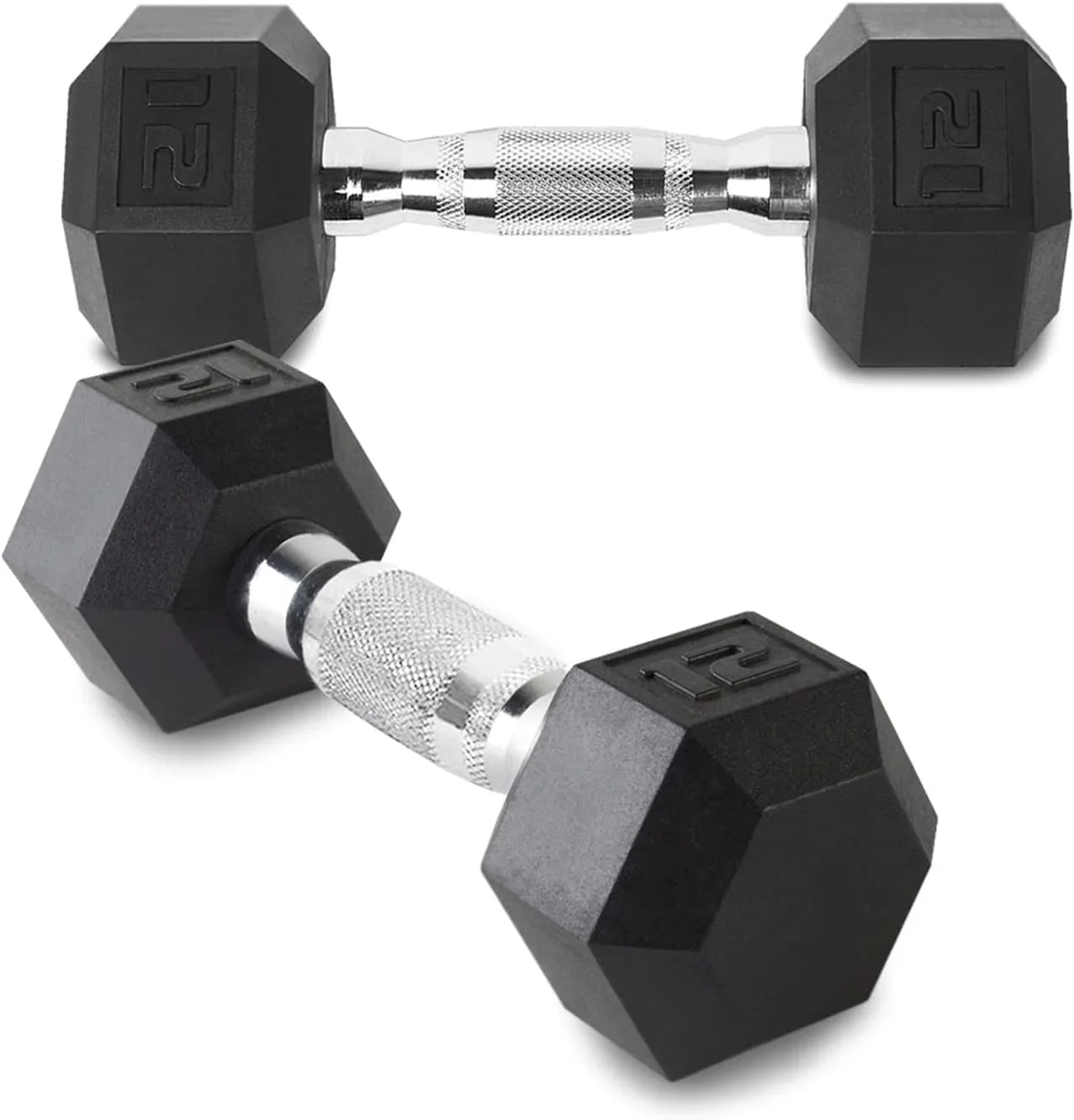 12LB Set Of 2 Hex Dumbbells Rubber Coated Cast Iron Hex Black Dumbbell Weights For Exercises Neoprene Dumbbell Hand Weights Anti-Slip Anti-Roll Hex Shape Colorful 12Lbs Pair
