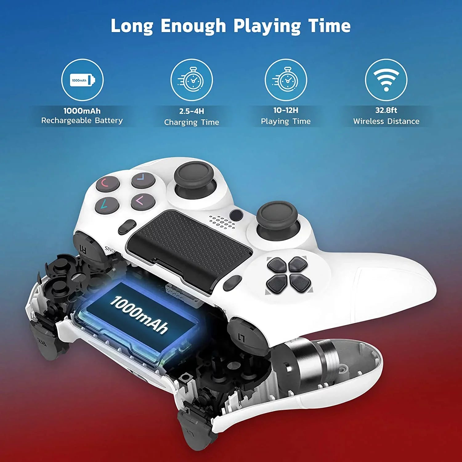 Wireless GamePad Compatible with Samsung   Controller Plus 1,000 Battery/Built-In Speaker/Gyro/Remote BlueTooth Slim (White)