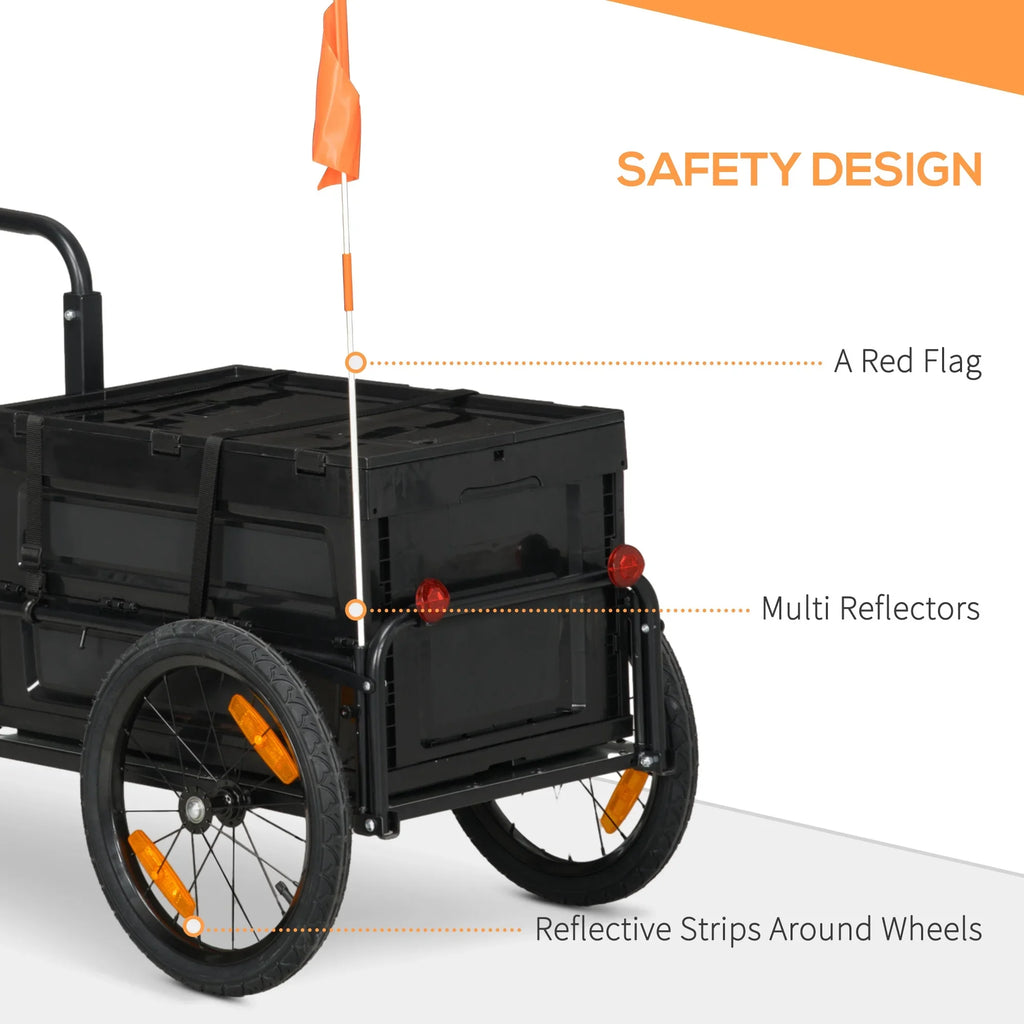 Aosom Bike Trailer Wagon with Removable Storage Box, No Bottom