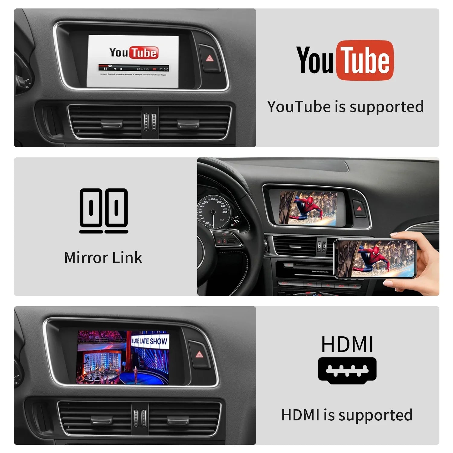 Ninetom Wireless Android Auto Carplay for Audi        2008-2015 Support 3GMMI System,Carplay Retrofit Kit,Mirrorlink,Siri,Navigation,YouTube,Original Control,Camera