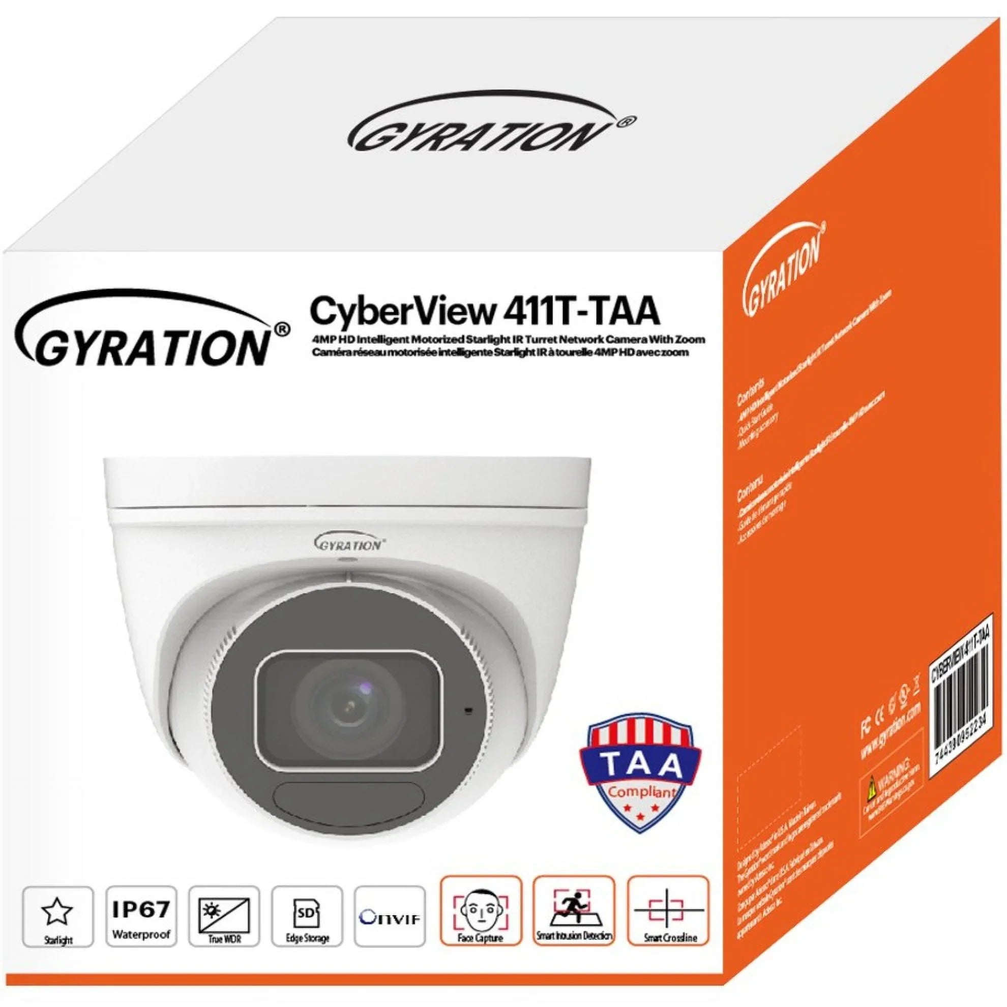 Gyration  411T- 4 Megapixel Indoor/Outdoor  Network Camera, Color, Turret,  Compliant