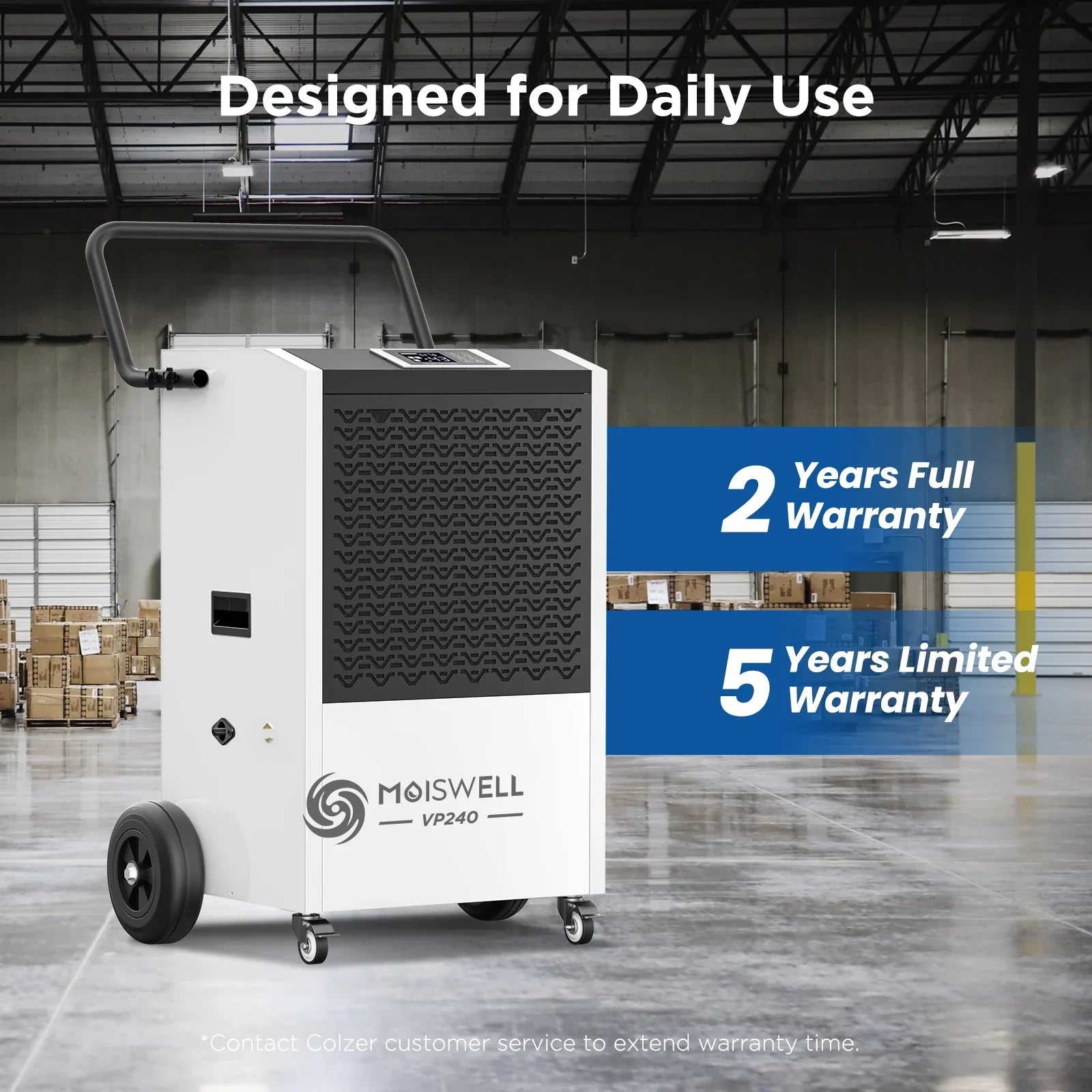 Moiswell 240 Pints Commercial Dehumidifier with Pump and Drain Hose - Ideal for Industrial Site, Basements, Water Damage Unit for Large Spaces up to 8,500 Sq Ft - Auto Defrost, Memory Starting