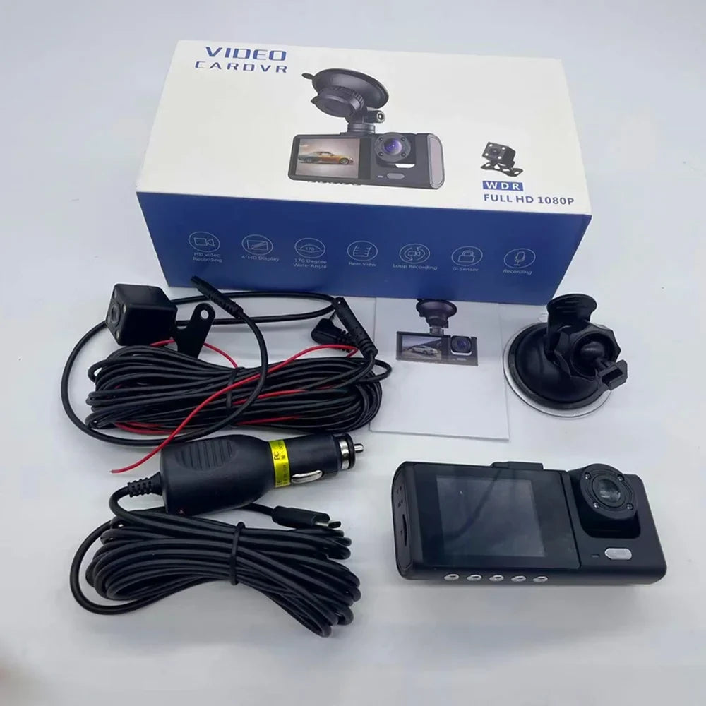 Virwir WiFi Dash Cam 1920x1080P  Front Inside and Rear Dash Cam Three Cam Car  Night Vision Loop Recording