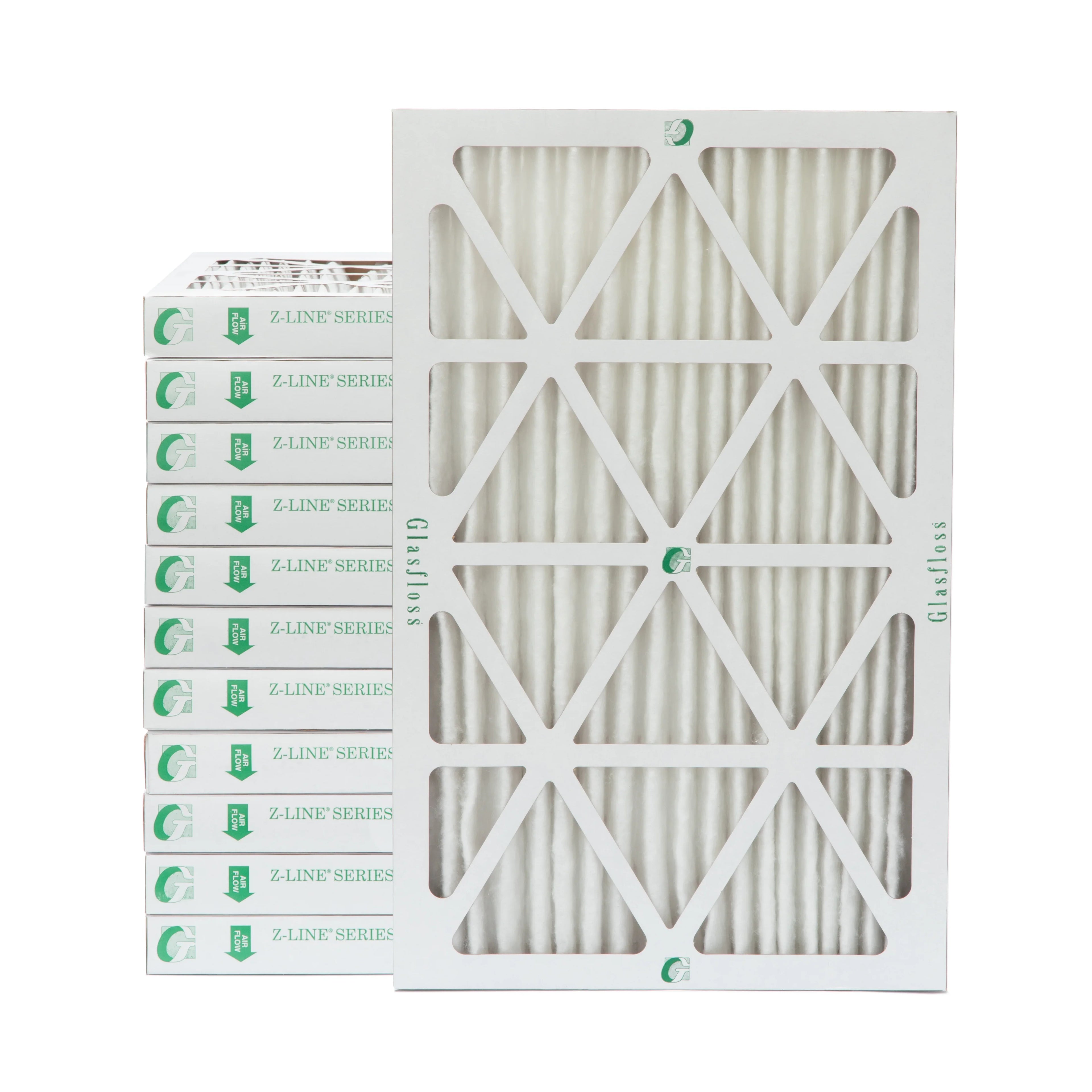 12 Pack of 14x25x2  10 Pleated 2" Inch Air Filters by Glasfloss. Actual Size: 13-1/2 x 24-1/2 x 1-3/4