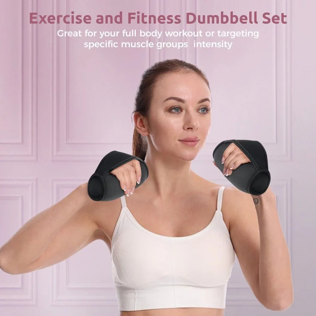 Dumbbell Hand Weight Set of 2, Adjustable Dumbbell Walking Hand Weight Sets with Hand Strap for Running, Jogging, Physical Therapy for Women and Men. 2lbs / 0.9kg