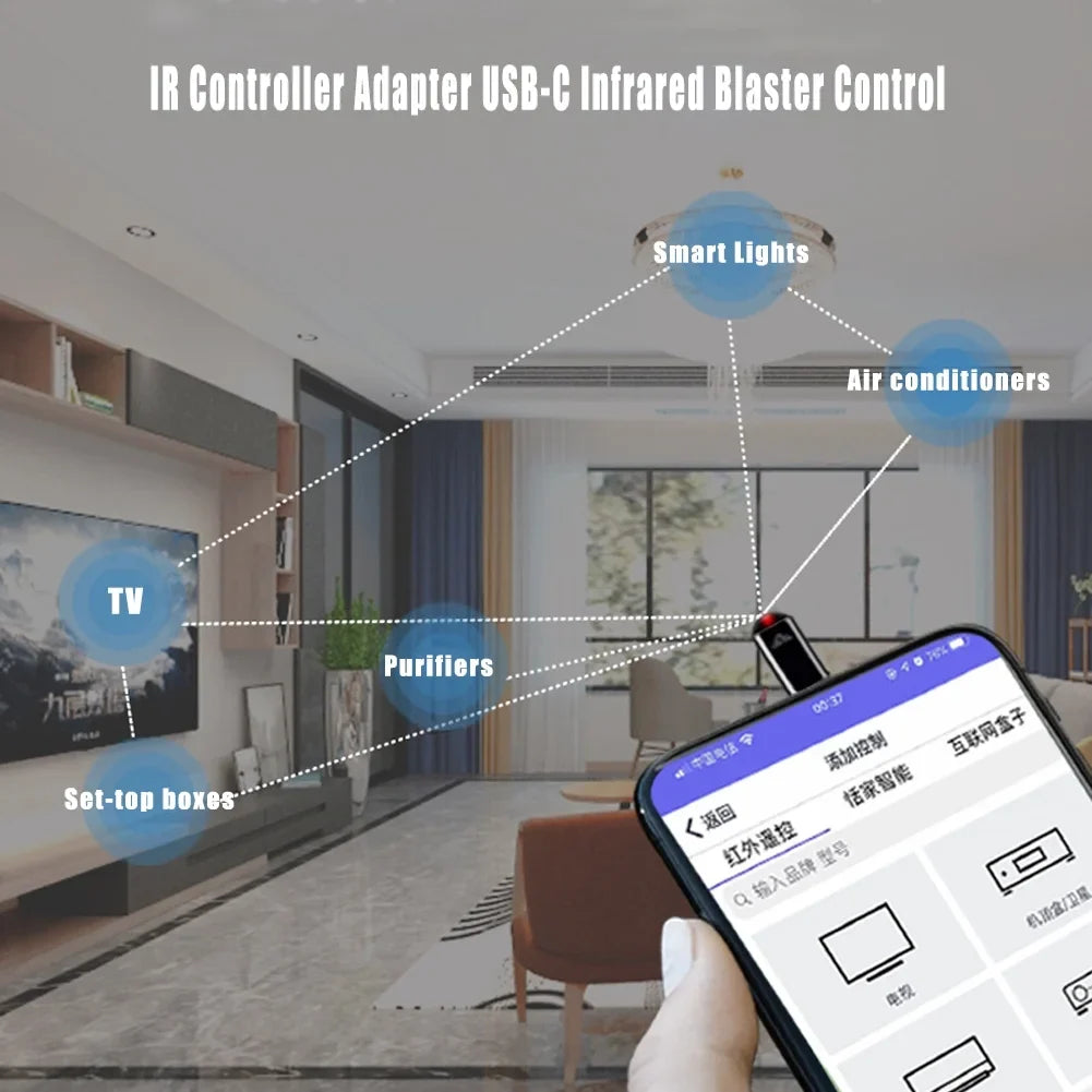Universal Remote Smartphone  Controller Adapter - Infrared Blaster Control for Android Phone All in One Air Conditioner///(Black)