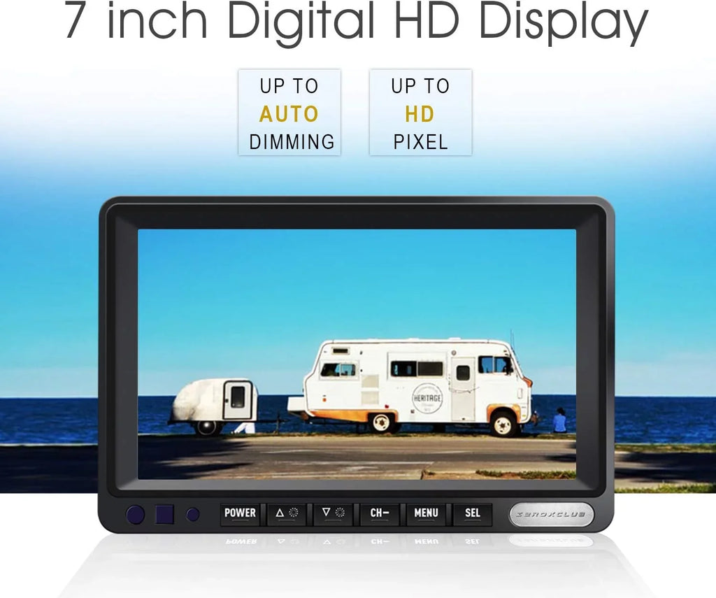 Wireless Backup Camera  Waterproof Rear Camera System+7 Inch  Wireless Reverse Monitor for  Trailer Truck Bus 5th Wheel