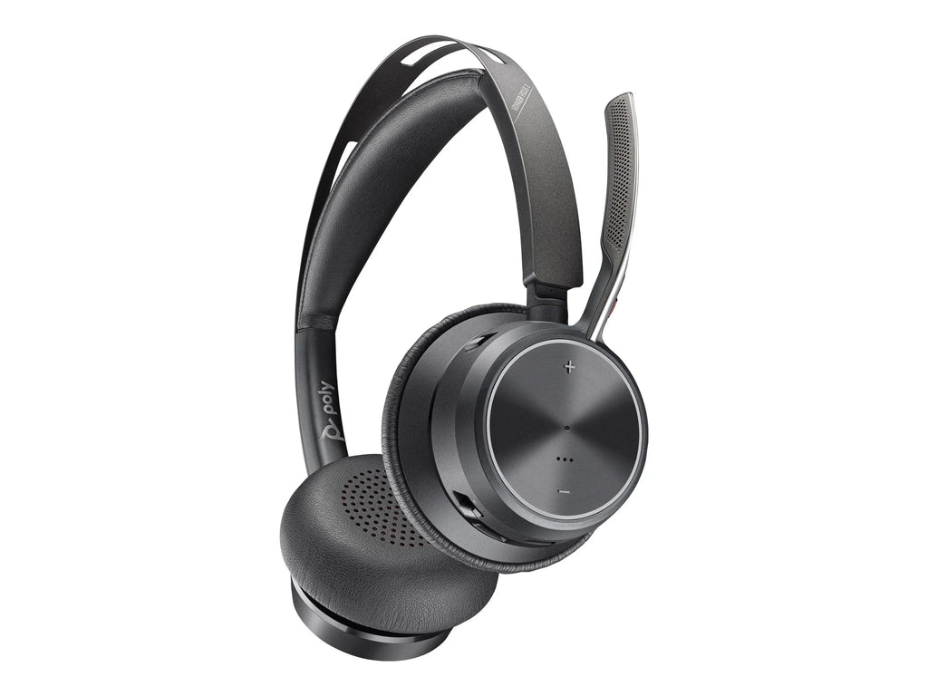 Poly Voyager Focus 2 - Headset  - Siri, Google Assistant - Stereo -  Type  - Wired/Wireless - Bluetooth - 164 ft - 20 Hz - 20 kHz - On-ear, Over-the-head - Binaural - Ear-cup -  Tech...