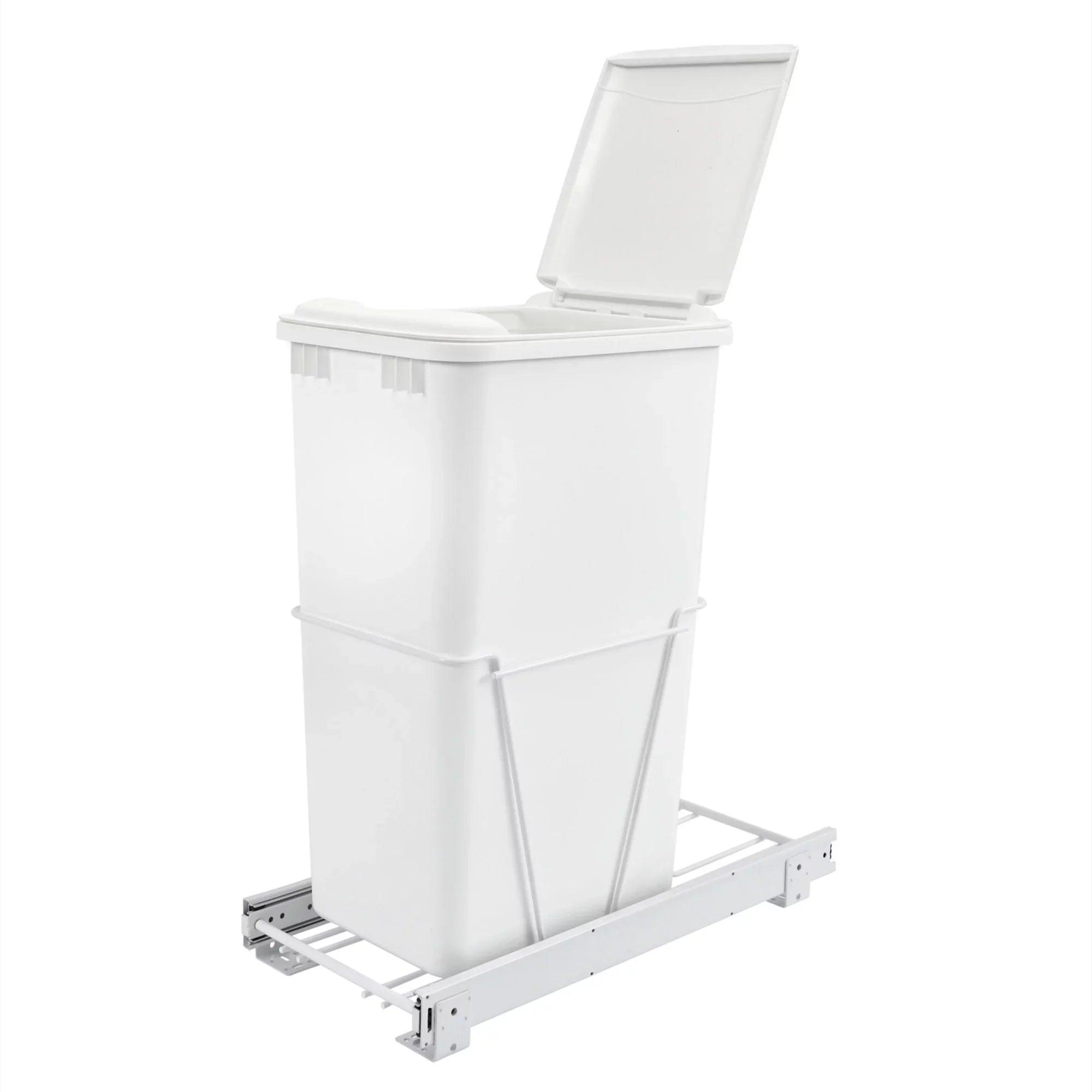 Rev--Shelf Pull Out 50 Qt Sliding Trash Can for Kitchen, White, -12PB-50