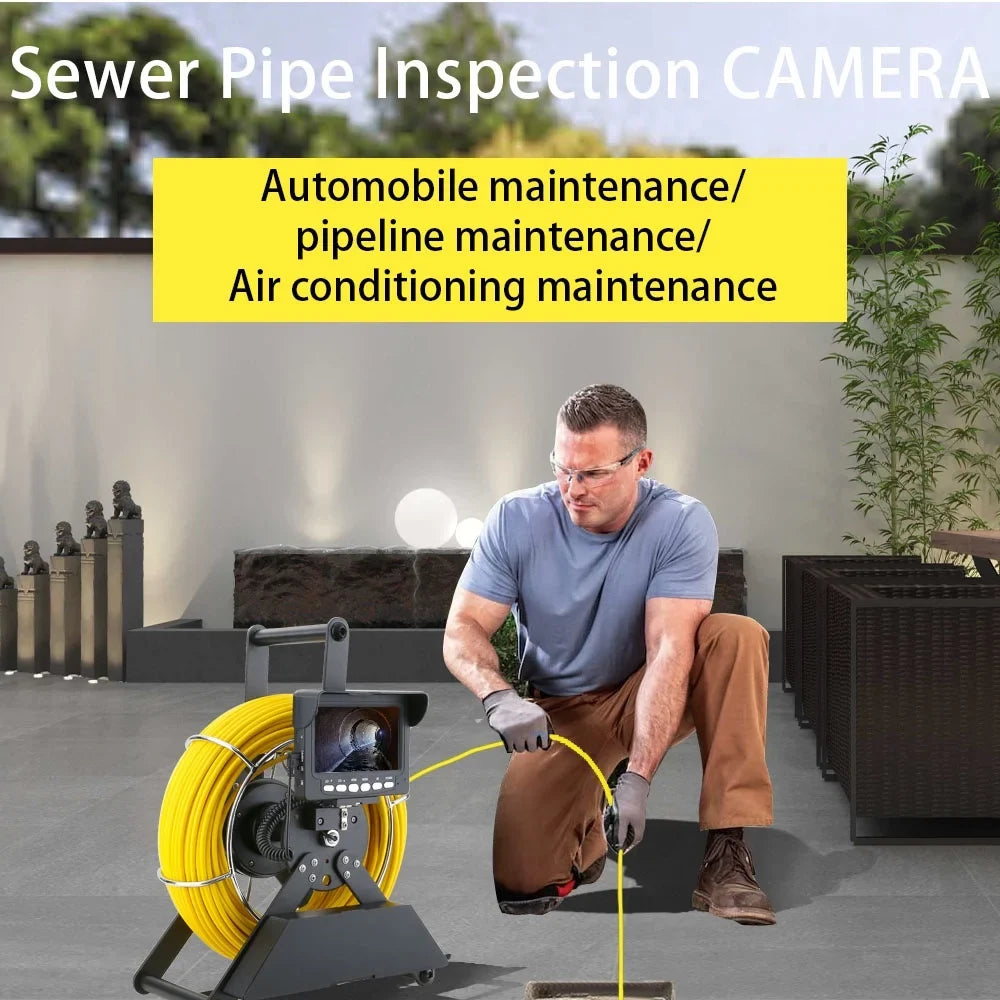 Sewer Inspection Camera, 20m 4500mA Battery  1000TVL Drain 22MM Sewer Pipeline Industrial Endoscope with 4.3 Monitor