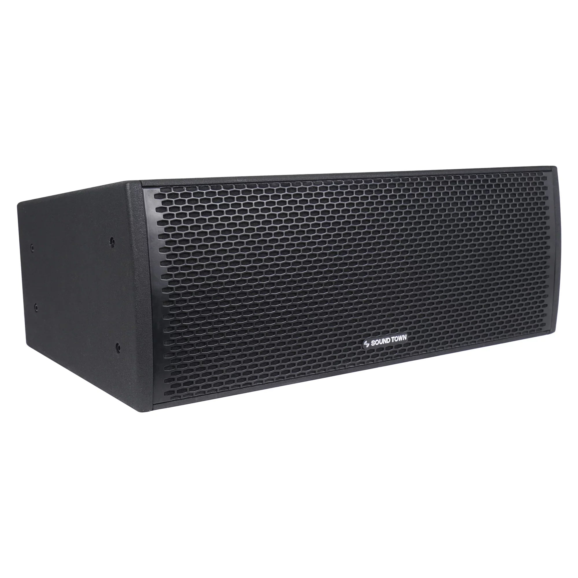 Sound Town All-Weather 4 x Dual 8” Water-Resistant Passive Line Array System with 3” Titanium Compression Drivers, Full Range/Bi-amp Switchable, Black (-)