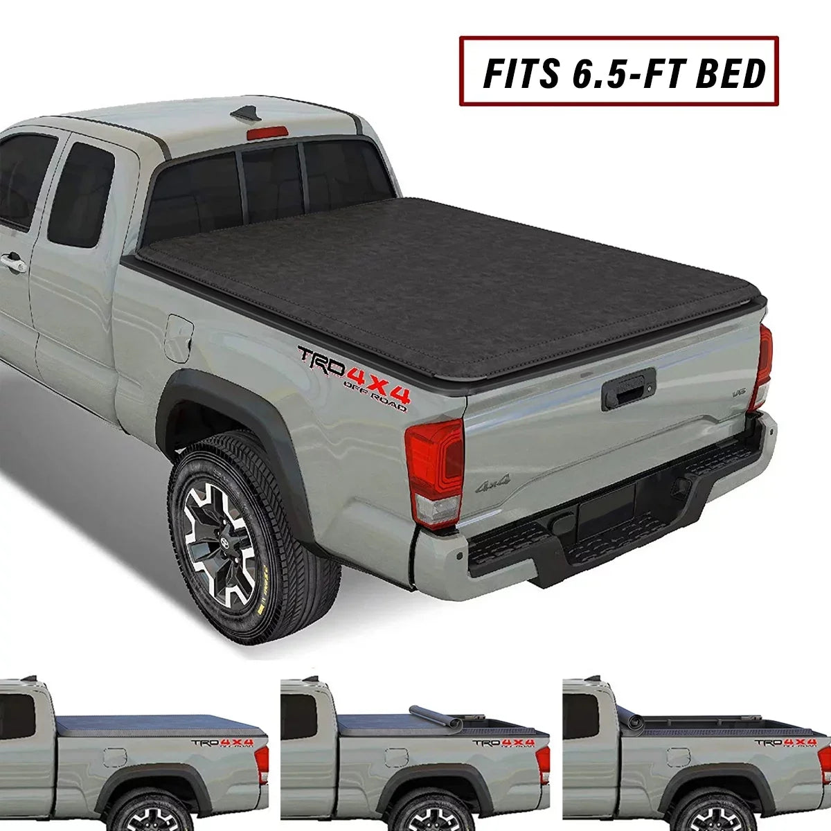 Kikito Vinyl Soft Roll-Up Tonneau Cover Truck Bed for 2007-2021 Tundra (Excl. Trail Edition) 6.5FT (78.7in) Bed (for Models With or Without The Deck Rail System)