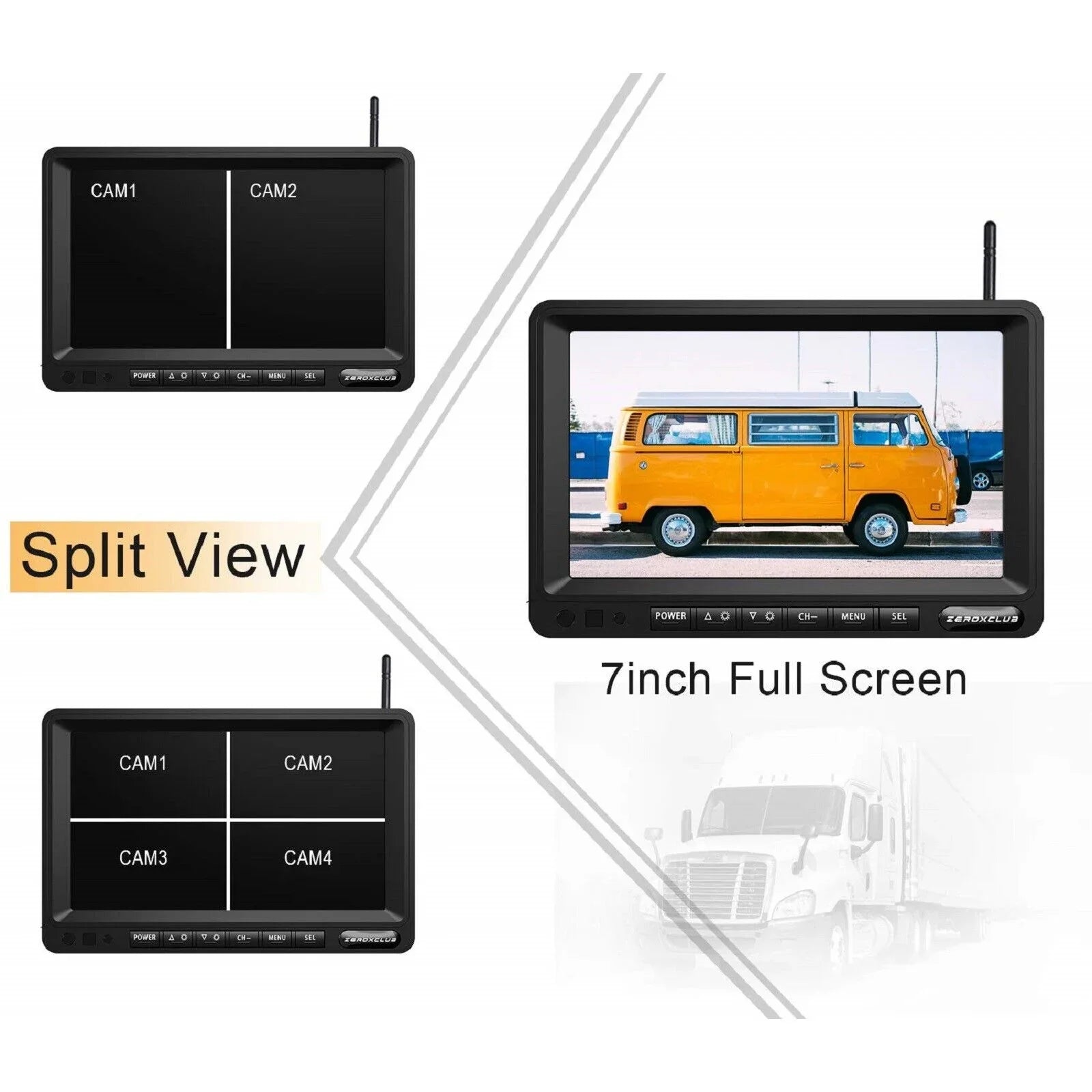 Wireless Backup Camera 7'' 1080P   Monitor  Waterproof Night Vision Parking System for /Truck/Trailer/Van/Bus