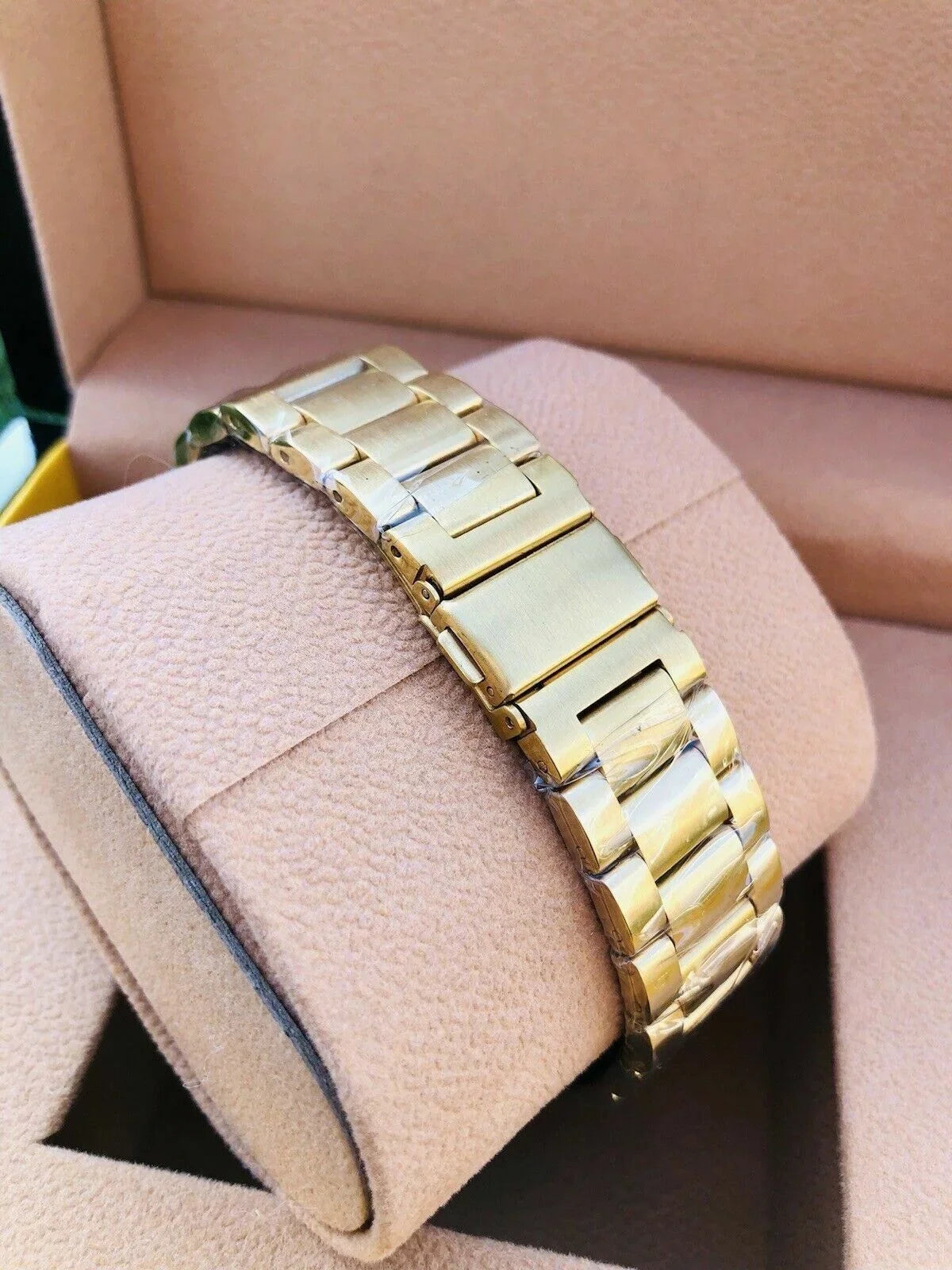 Custom 24k Gold Plated 46mm Samsung Galaxy Watch 4 Gold Bezel Gray Gold Band