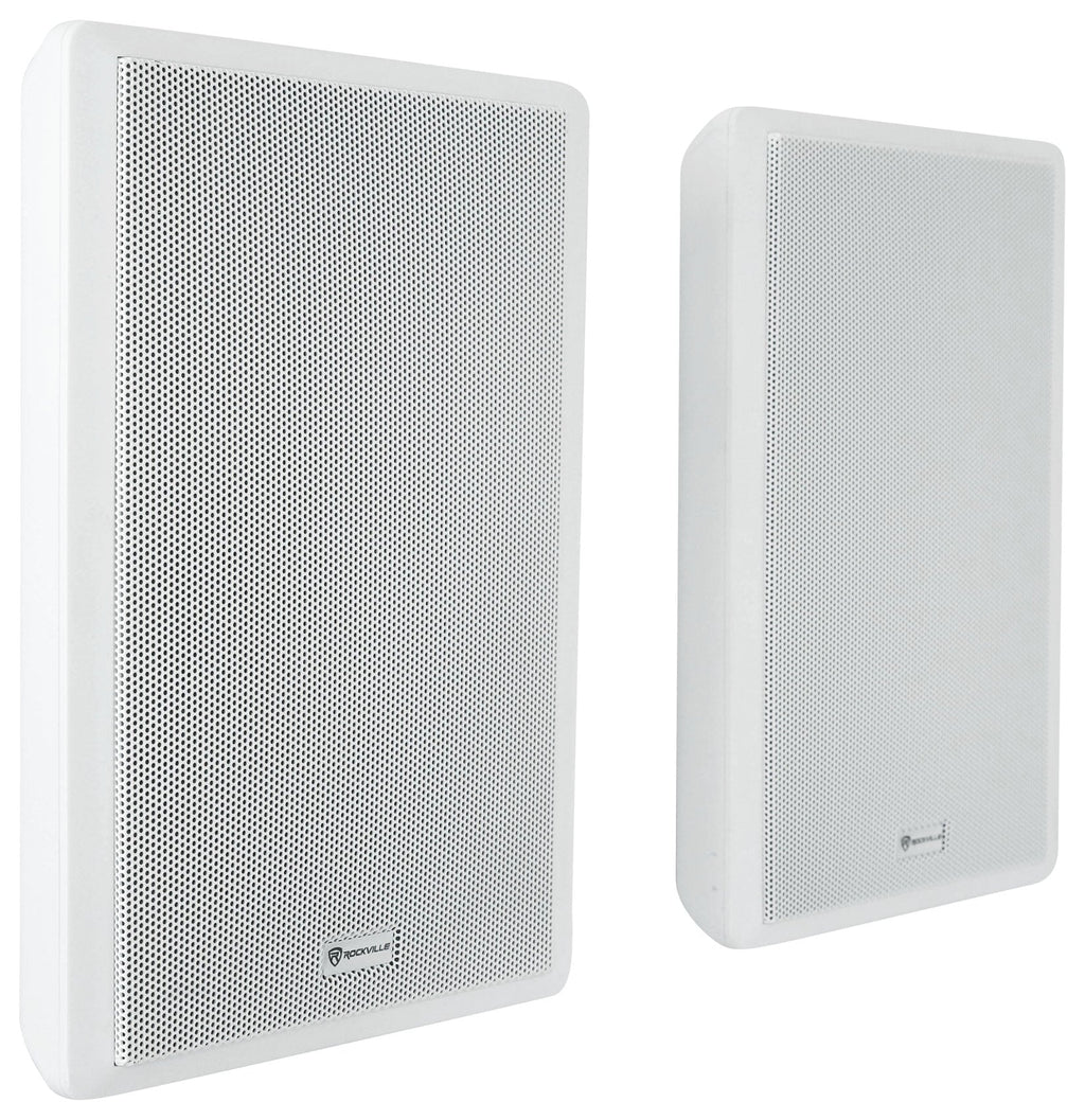 2-Channel Amplifier+(12) Slim White Wall Speakers for Restaurant/Bar/Cafe