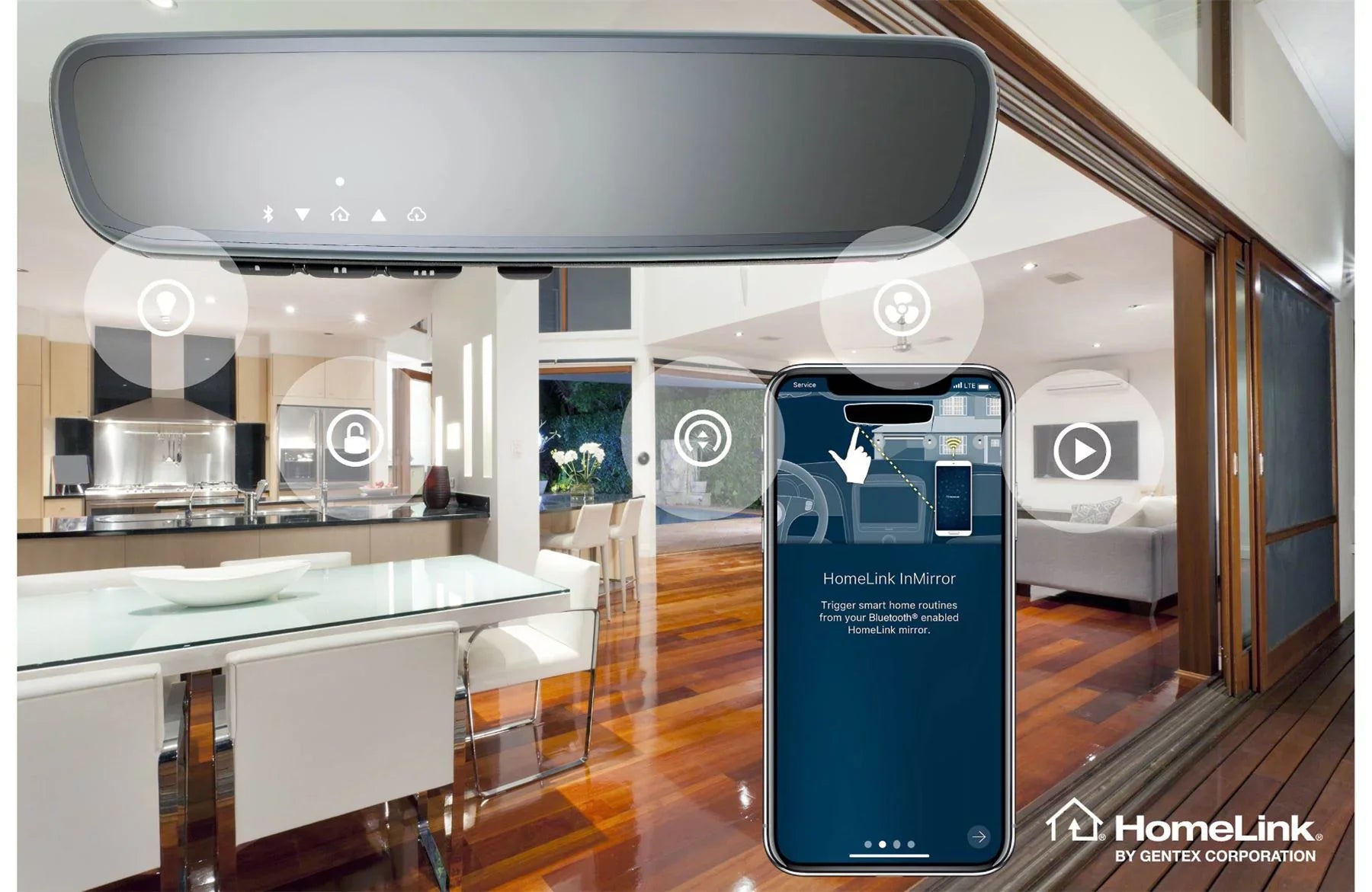 Advent  Gentex Frameless Rear View Mirror with Homelink Connect