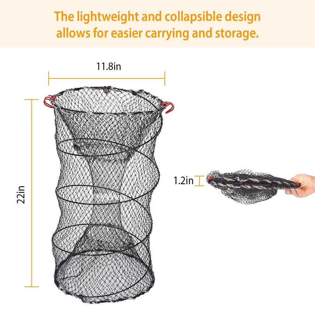 iMounTEK Crab Trap Net Bait Fishing Pot Cage for Shrimp Prawn Crayfish Lobster, 2 Packs, 22x11.8x11.8in