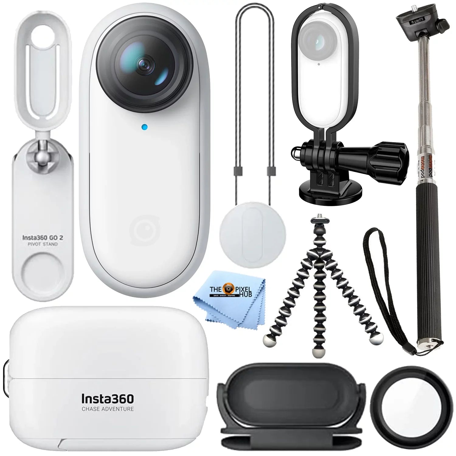 Insta360  2 Miniature Action Camera + Frame Holder + Tripod + Selfie Stick Kit
