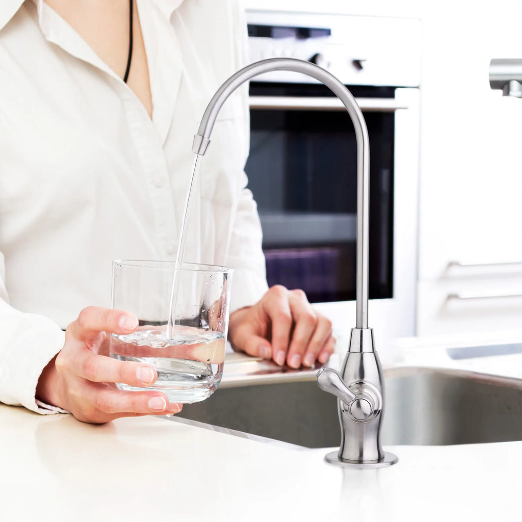 iSpring - Heavy Duty Reverse Osmosis, High Spout Kitchen Bar Sink Drinking Water, Contemporary  Faucet, Brushed Nickel
