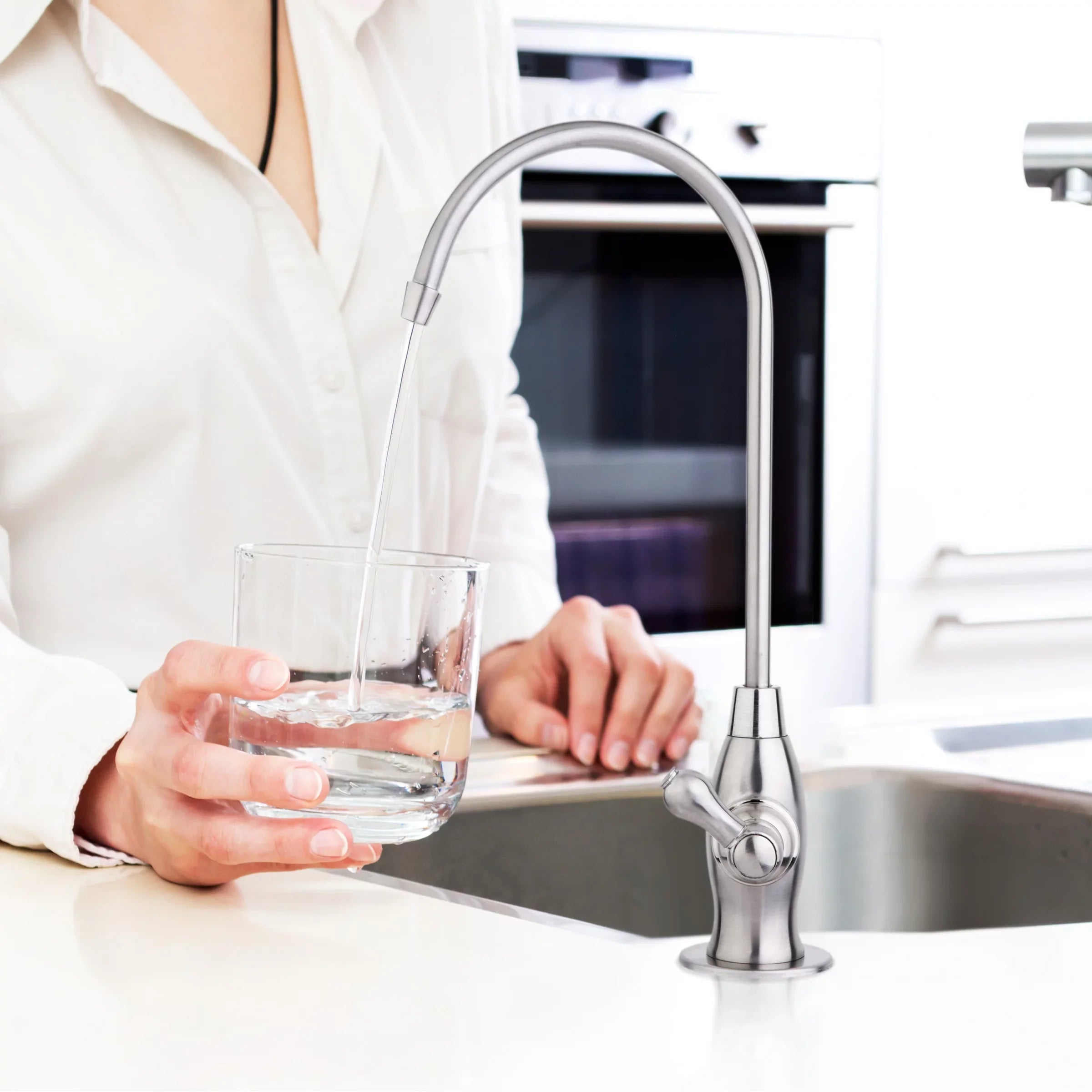 iSpring - Heavy Duty Reverse Osmosis, High Spout Kitchen Bar Sink Drinking Water, Contemporary  Faucet, Brushed Nickel