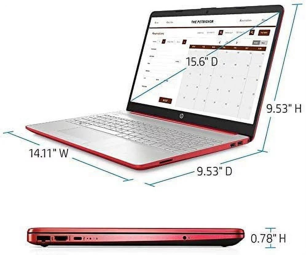 2021  15.6"   Laptop, Intel Pentium Gold 6405U Processor, 4GB , 128GB , , Webcam, Intel  Graphics 605, Bluetooth, Wi-Fi, Windows 10 , Red, /  Accessories