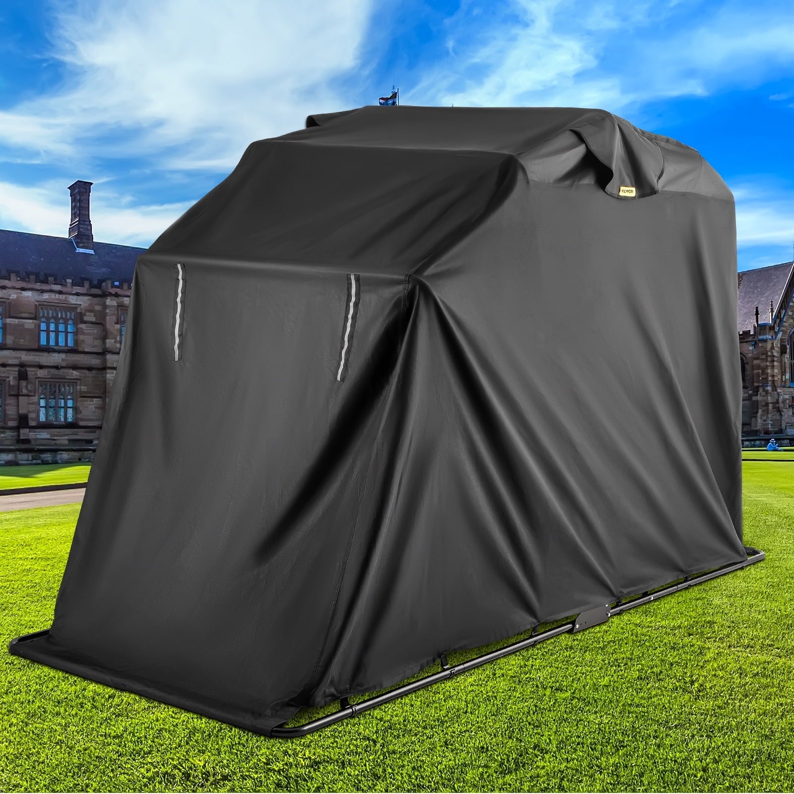 Heavy Duty Motorcycle Cover Storage Sheds Garage All Season Outdoor Protection,600D Oxford Durable and Tear Proof Waterproof with Lock-Holes & Storage Bag,Fits up to 106"