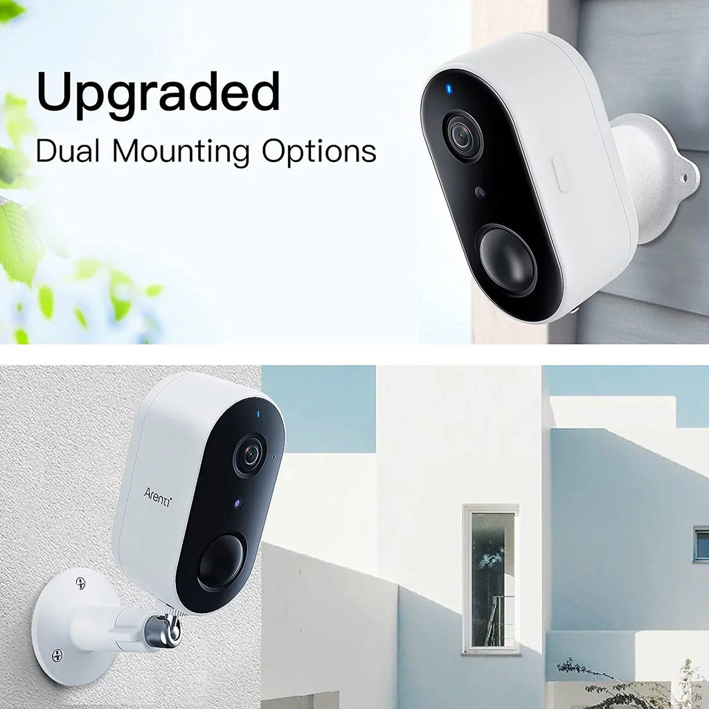 Arenti Wireless Outdoor Security Camera, (2Pack)  Wifi Rechargeable Battery Powered Night Vision 2-Way Audio  Motion Detection Surveillance Camera (Supports Only 2.4Ghz Wi-Fi)