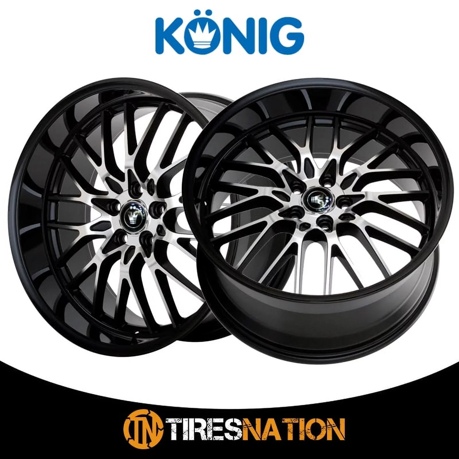 Konig 16MB Lace 17x8 5x112 +45et Gloss Black With Machined Face Wheel