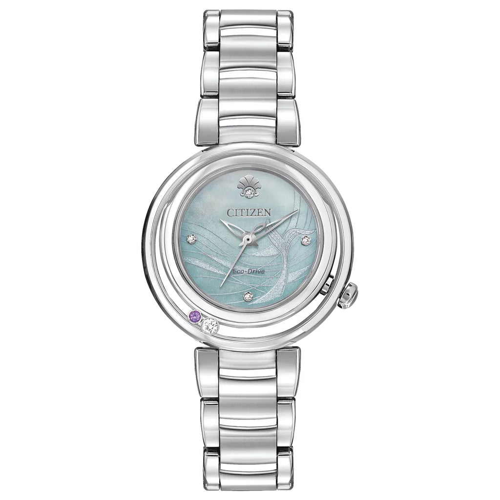 Citizen Women's Eco-Drive Disney Ariel Diamond and Crystal Accent Watch with Mother-of-Pearl Dial - -56N