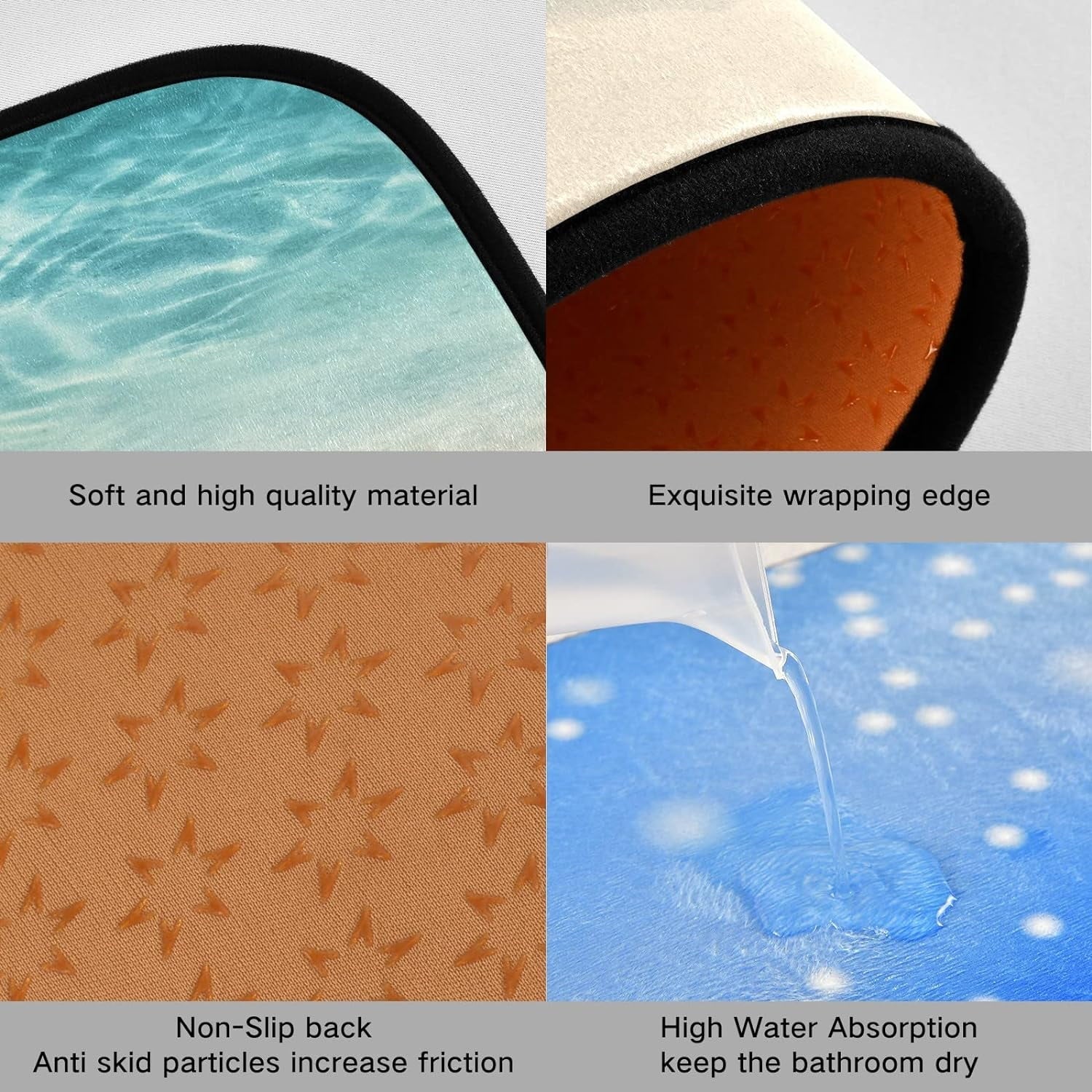 Ocean Beach Starfish Kitchen Mats and Rugs Sea Water Wave Floor Runner Area Rug Washable Carpet Perfect for Living Room Bedroom Entryway 20x28inches + 20x47inches Home Decor Gift